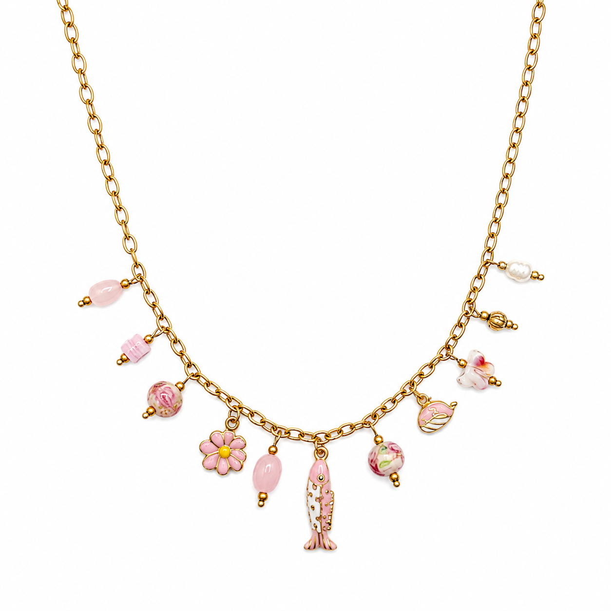 Pink forel bedel ketting