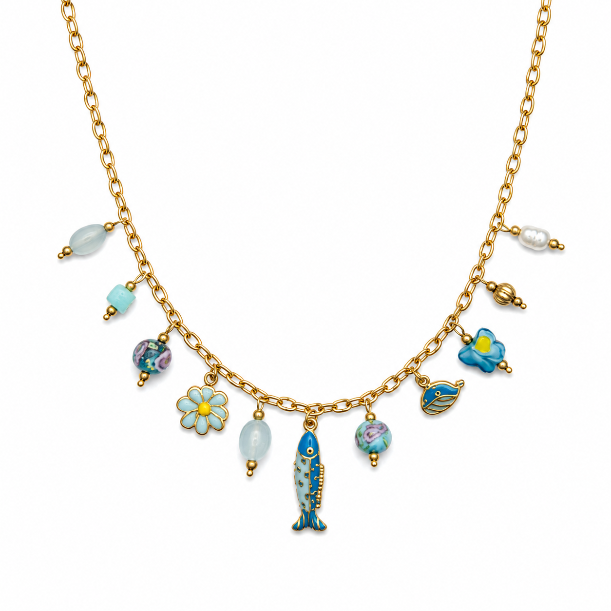 Coral trout charm necklace