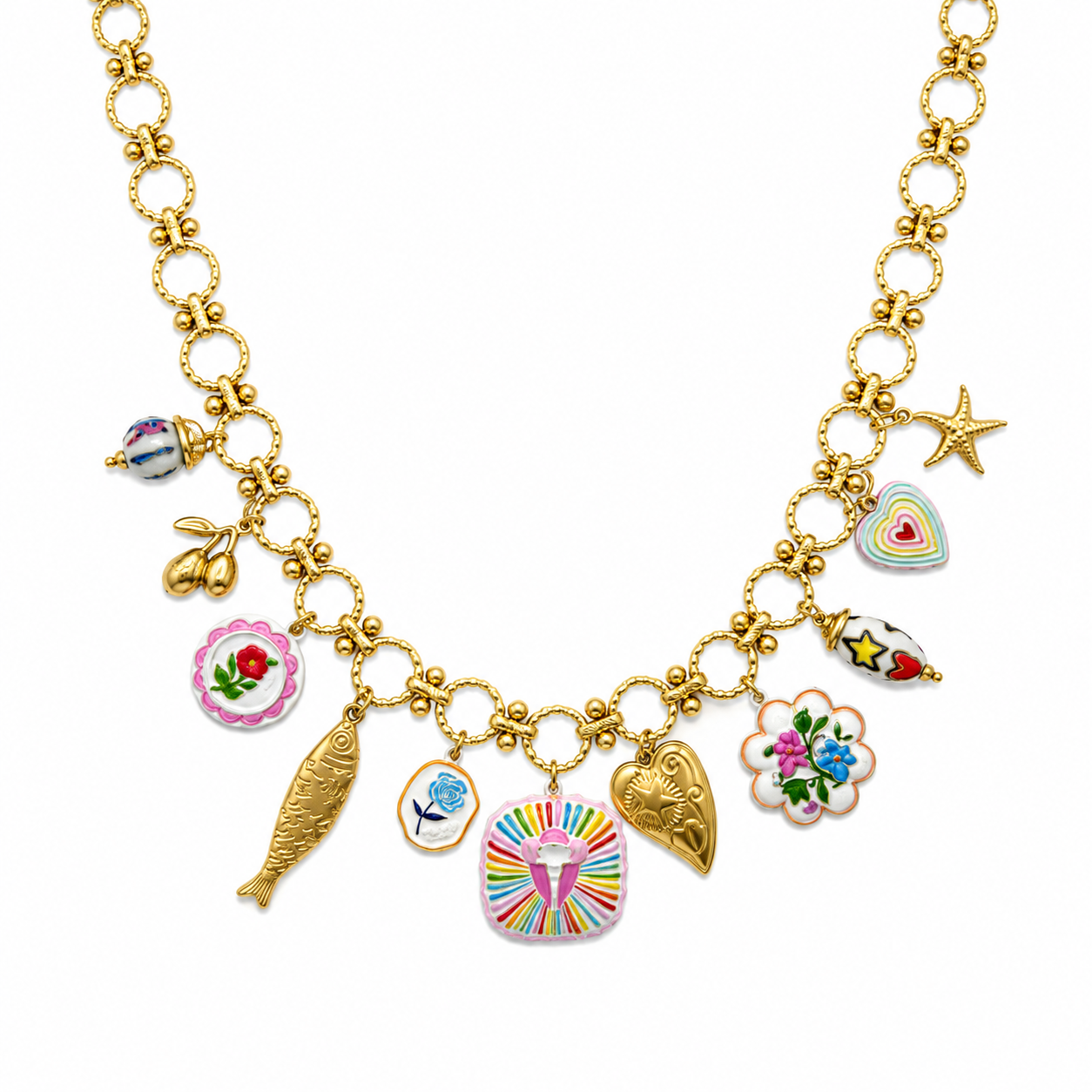 Flower charm necklace