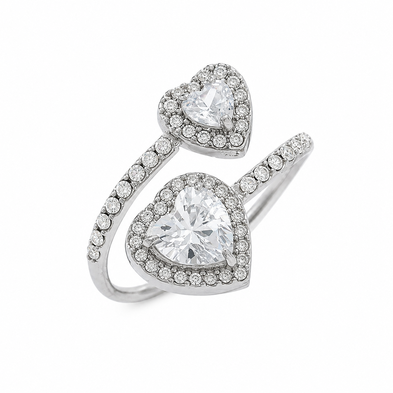 Double heart strass ring