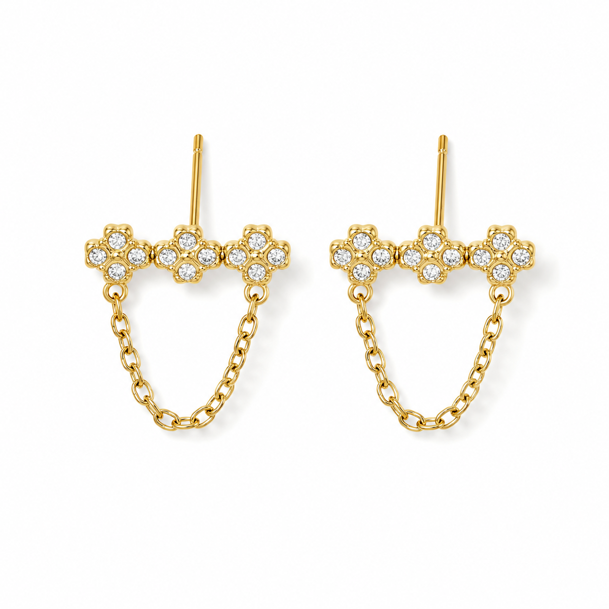 Clover strass studs oorbellen
