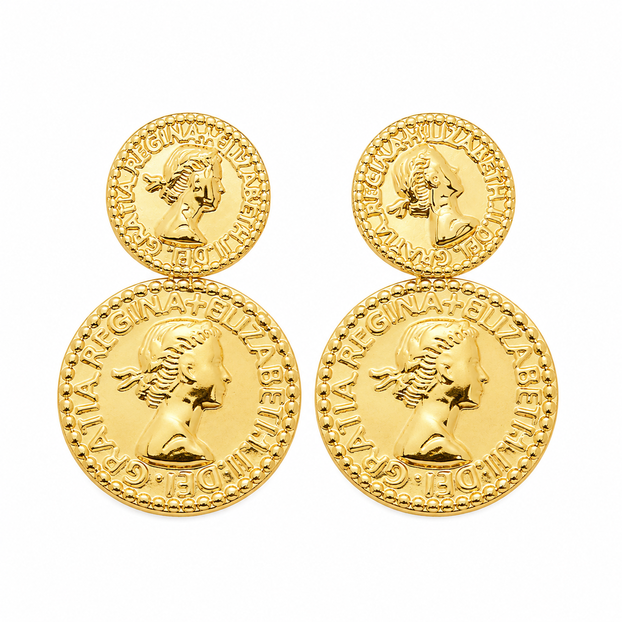 Double coin statement oorbellen