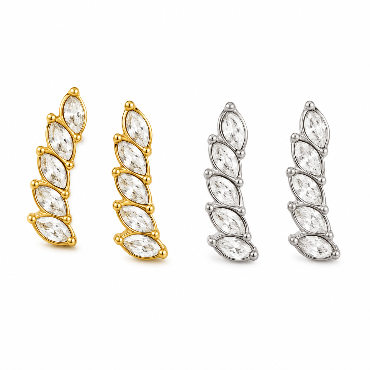 Mini feather strass studs oorbellen