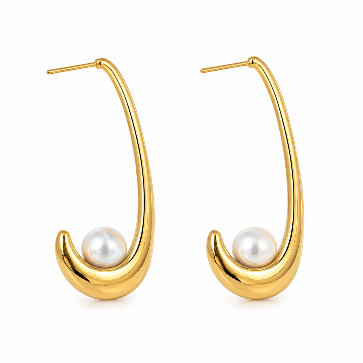 Parel hope hoops oorbellen