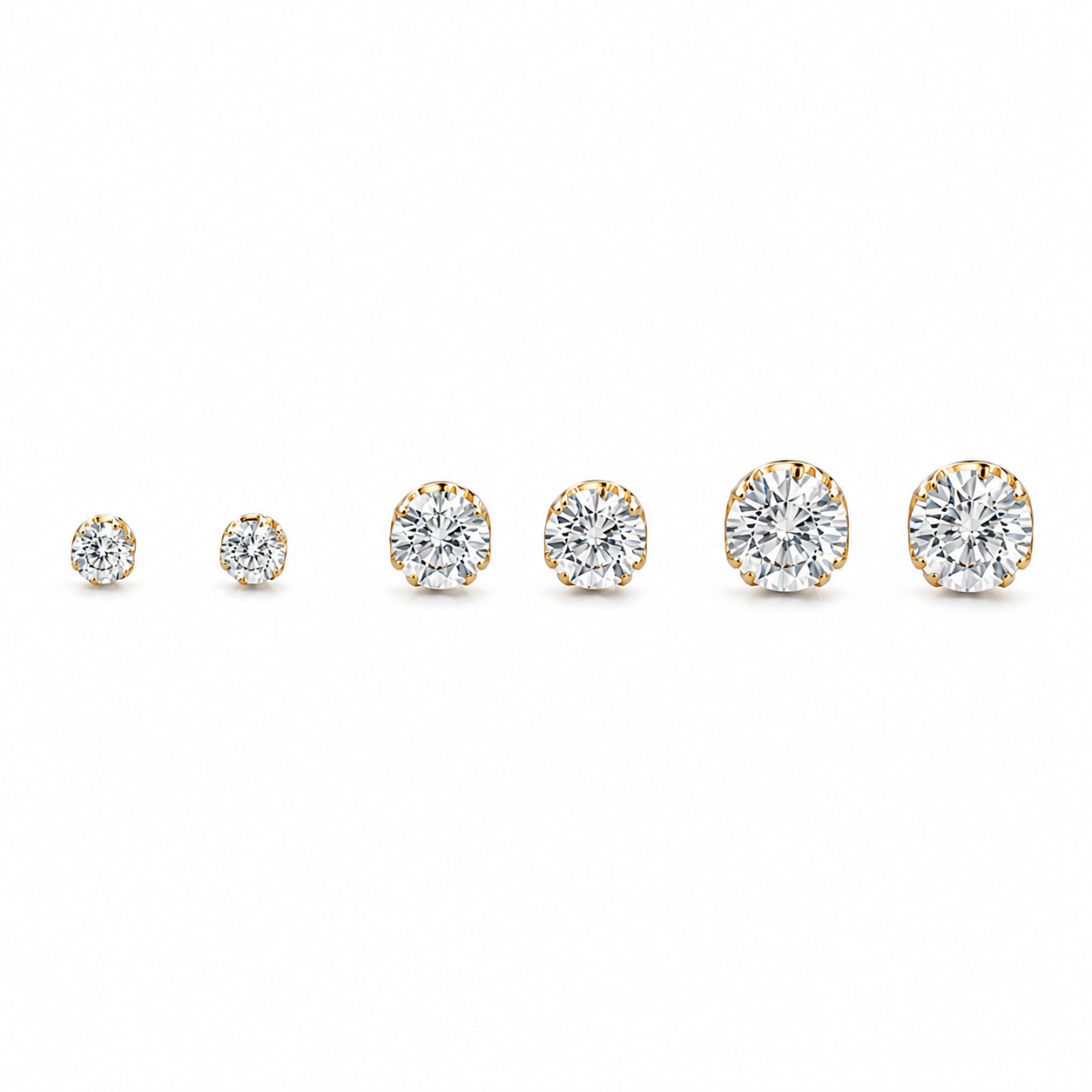 3 set diamonds studs oorbellen
