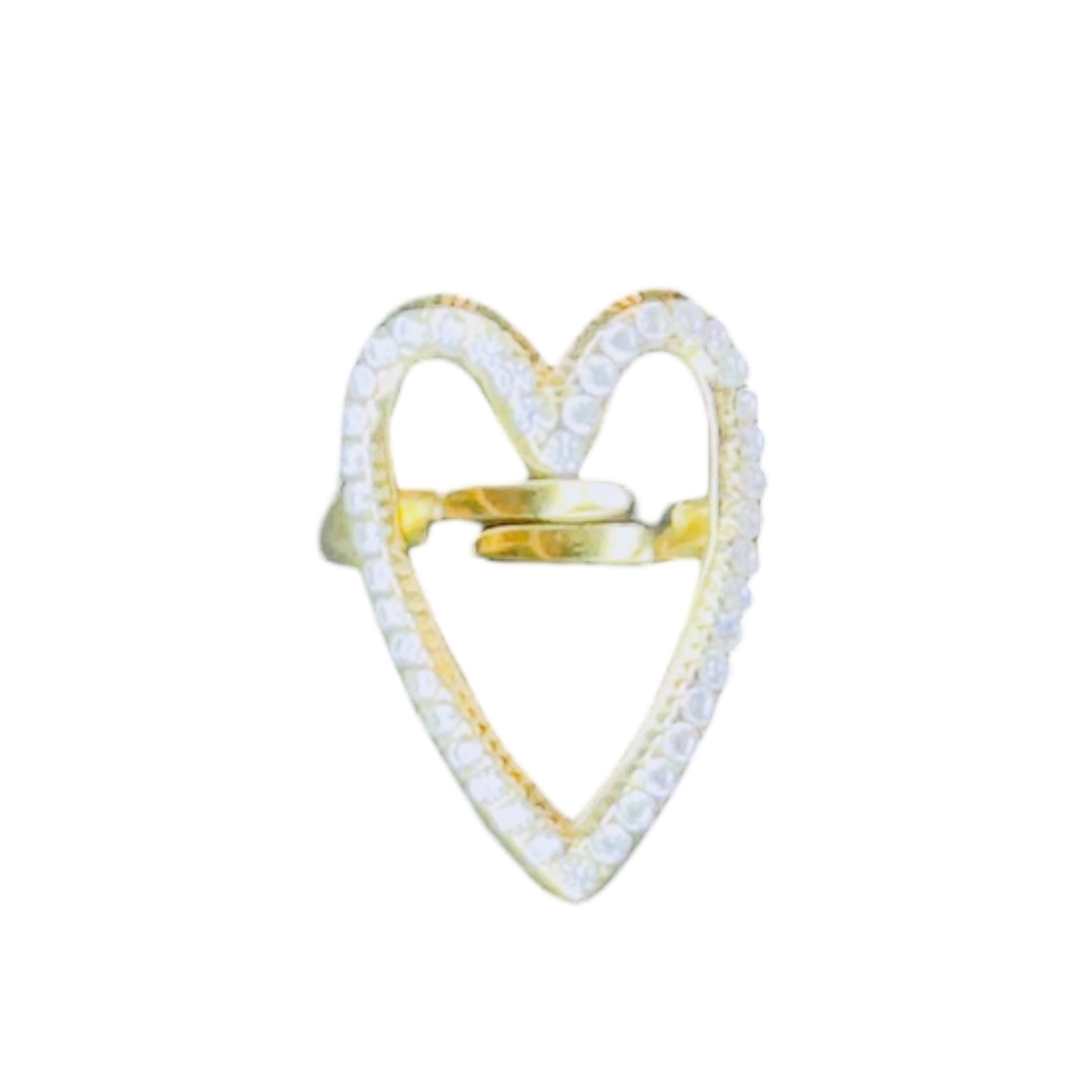 Open Rhinestone Hearts Ring