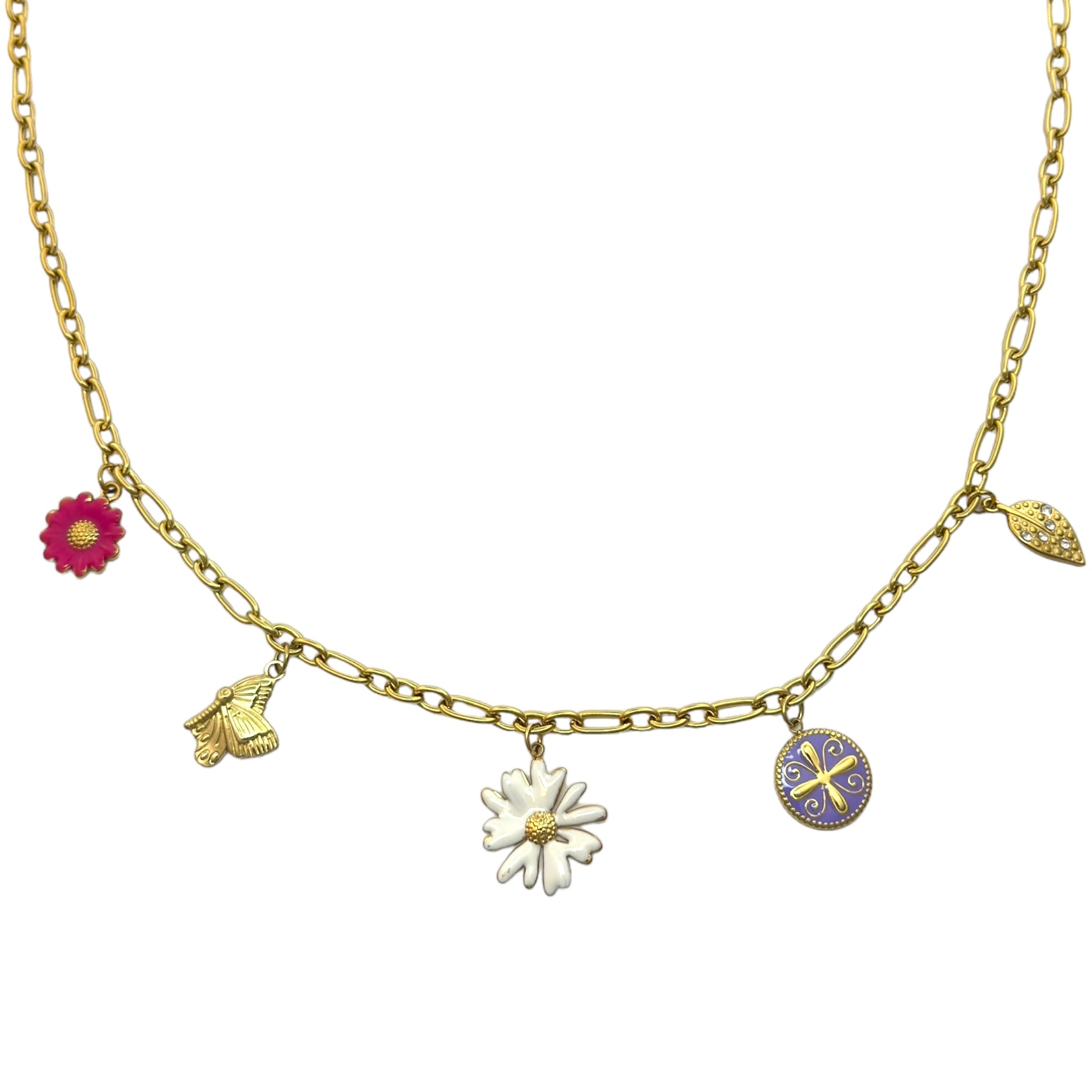 Camille flower charm necklace