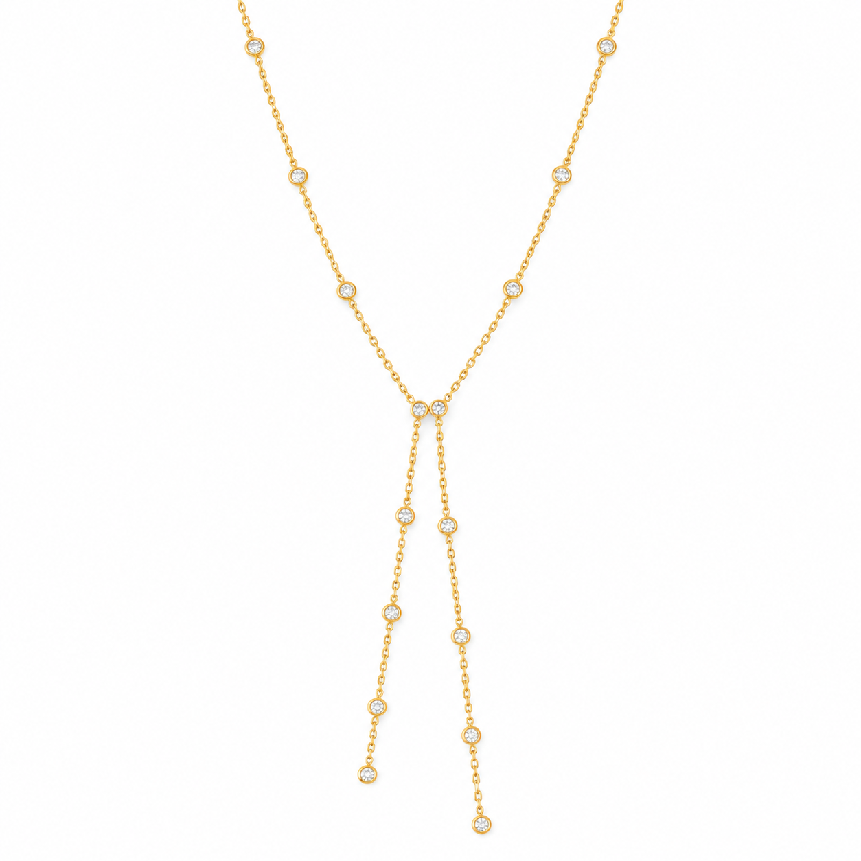 Double strassy Y ketting