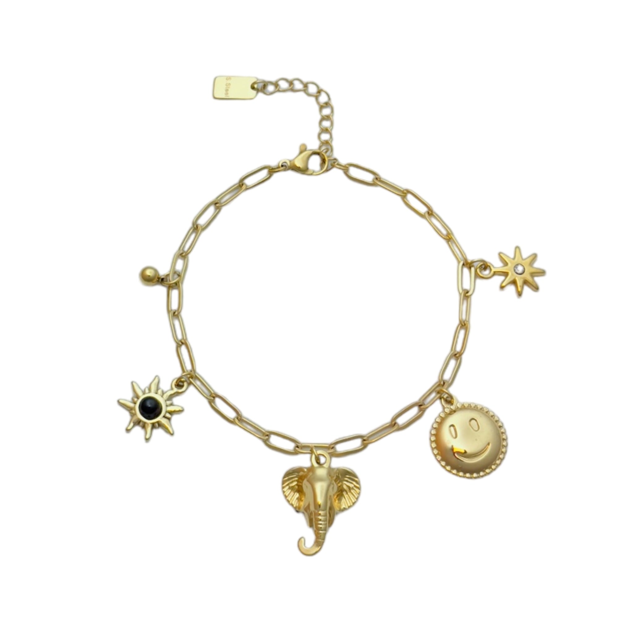 Armband olifant, smiley en zon