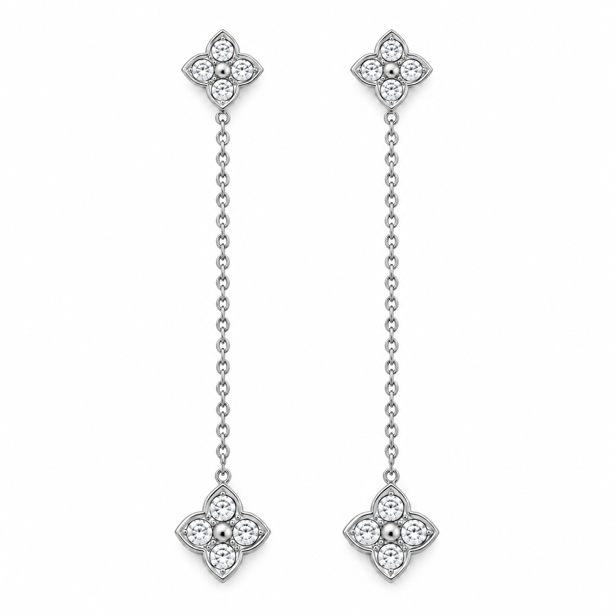 Hanging clover studs oorbellen