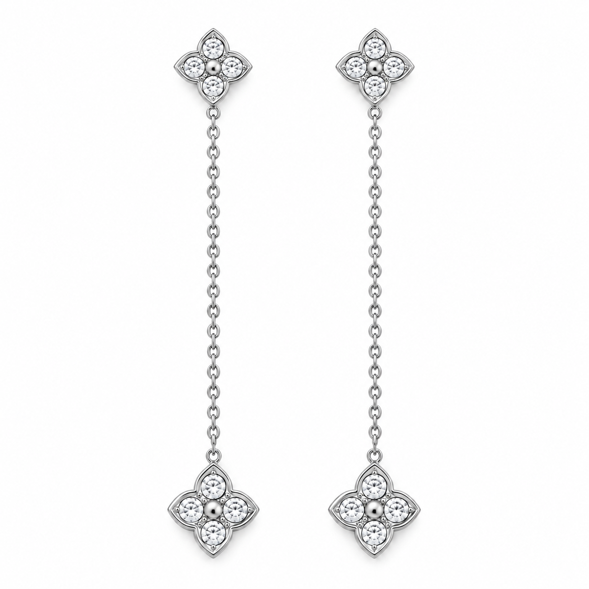 Hanging clover studs oorbellen
