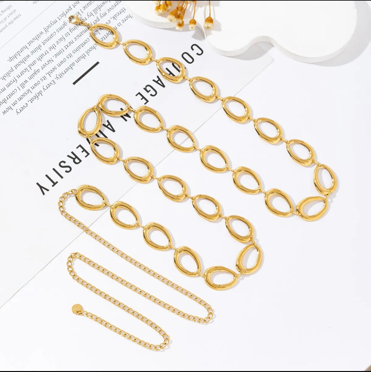 Oval belly chain