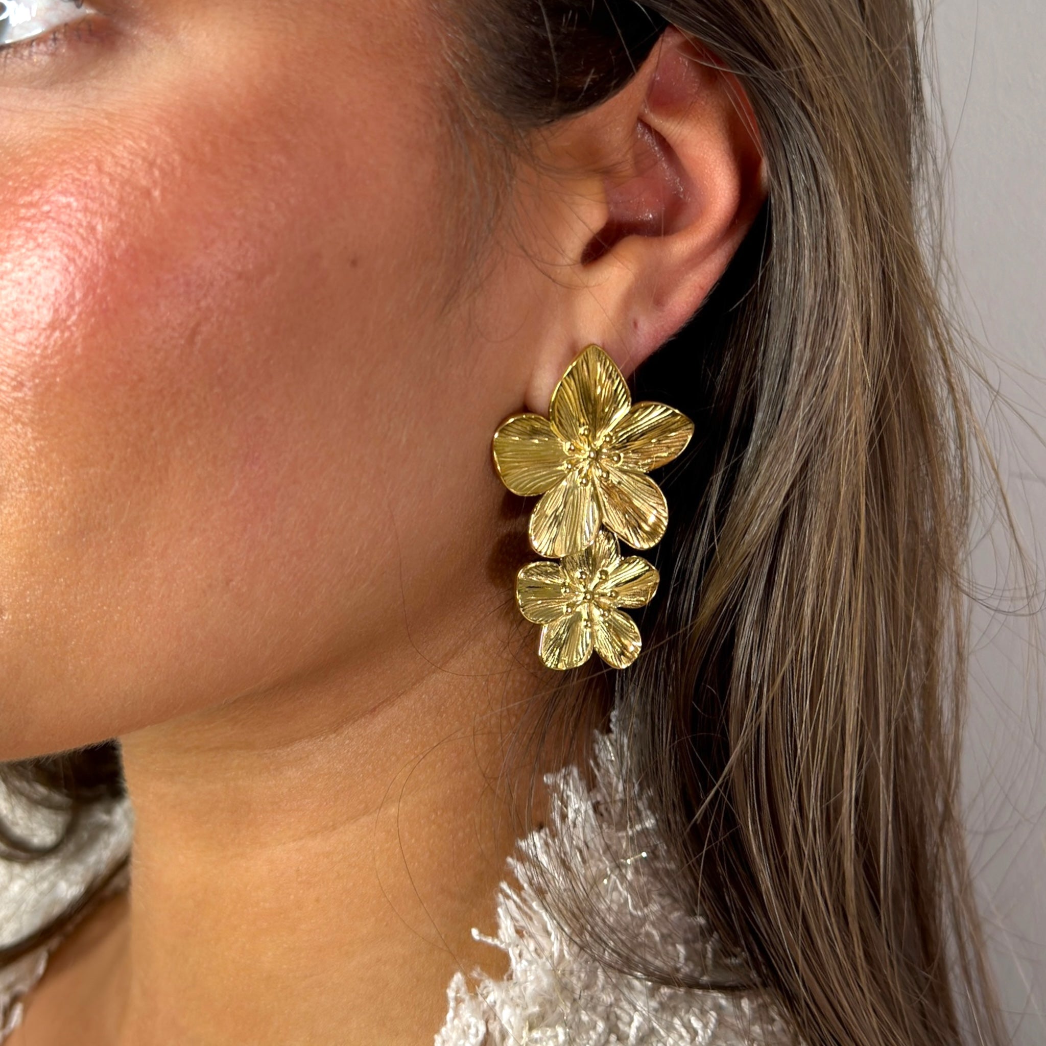 Double flower earrings