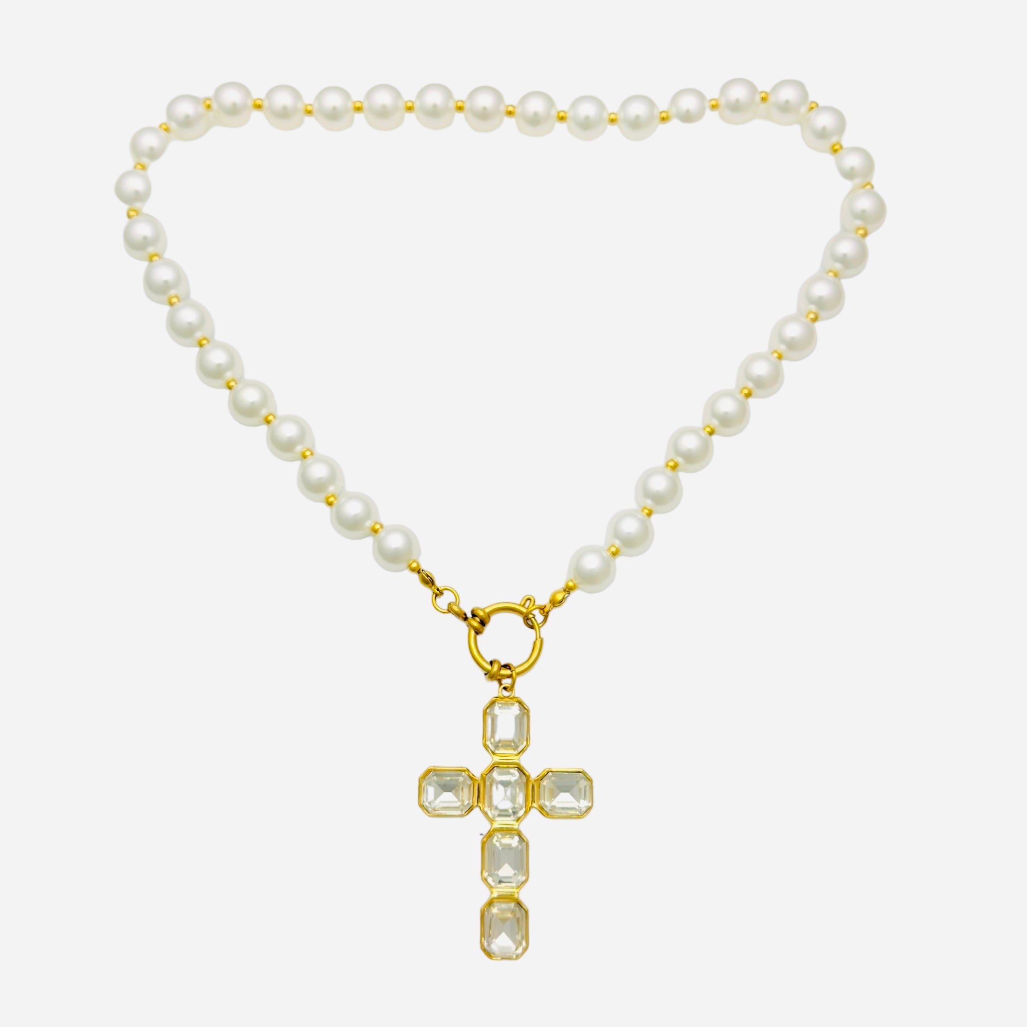 Necklace with crystal in cross