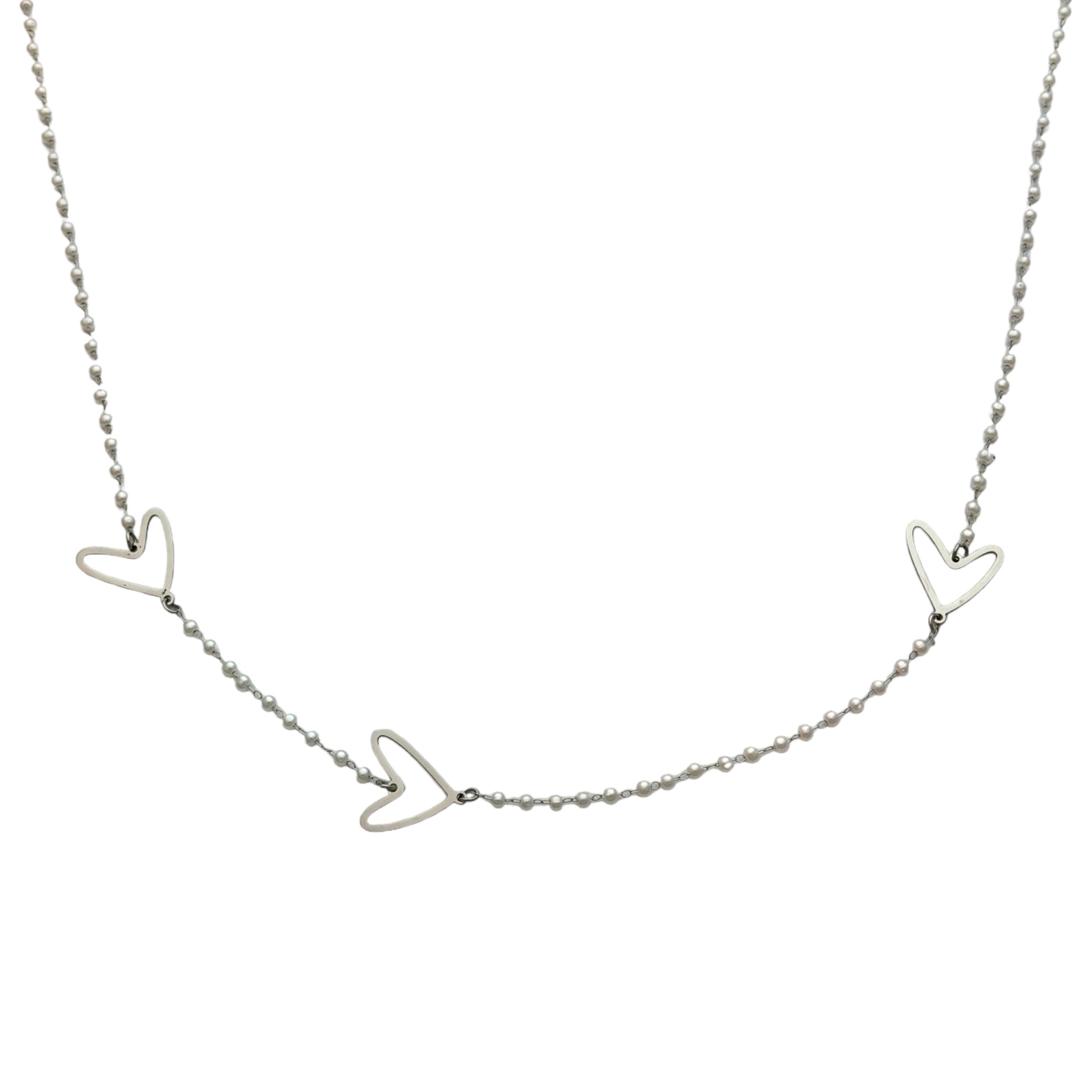 Pearl open heart necklace