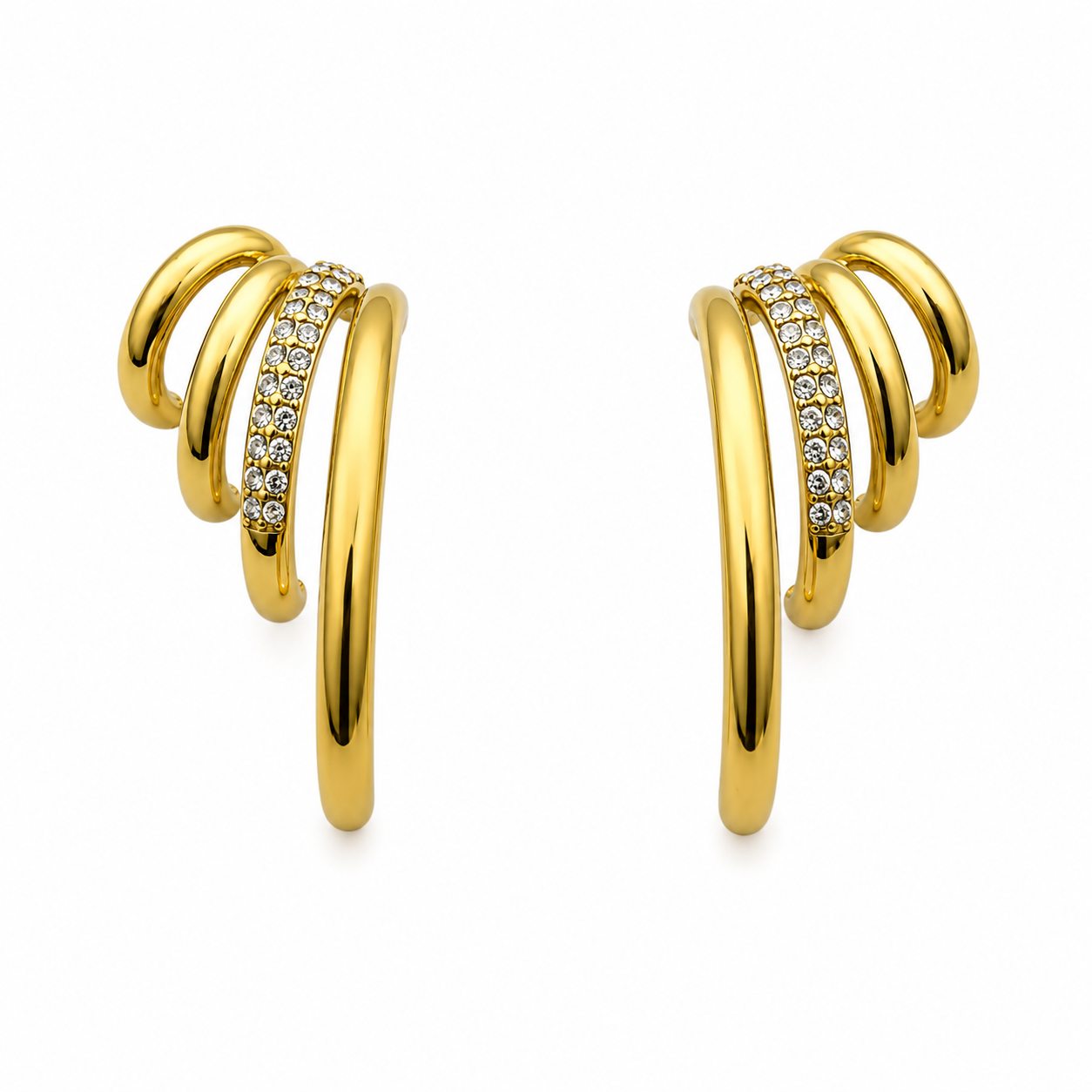 Four rhinestone earrings