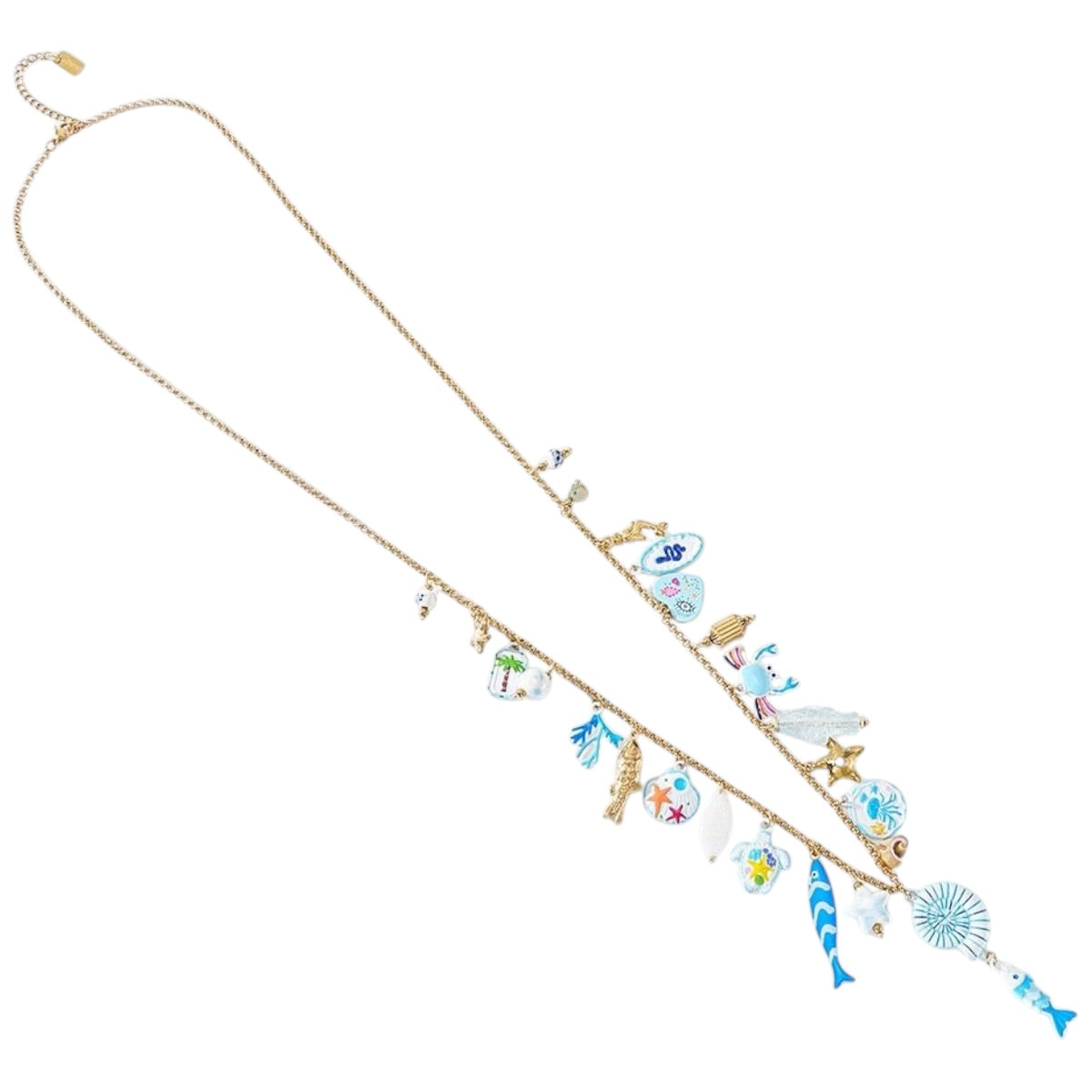 Fishy lange bedel ketting blauw