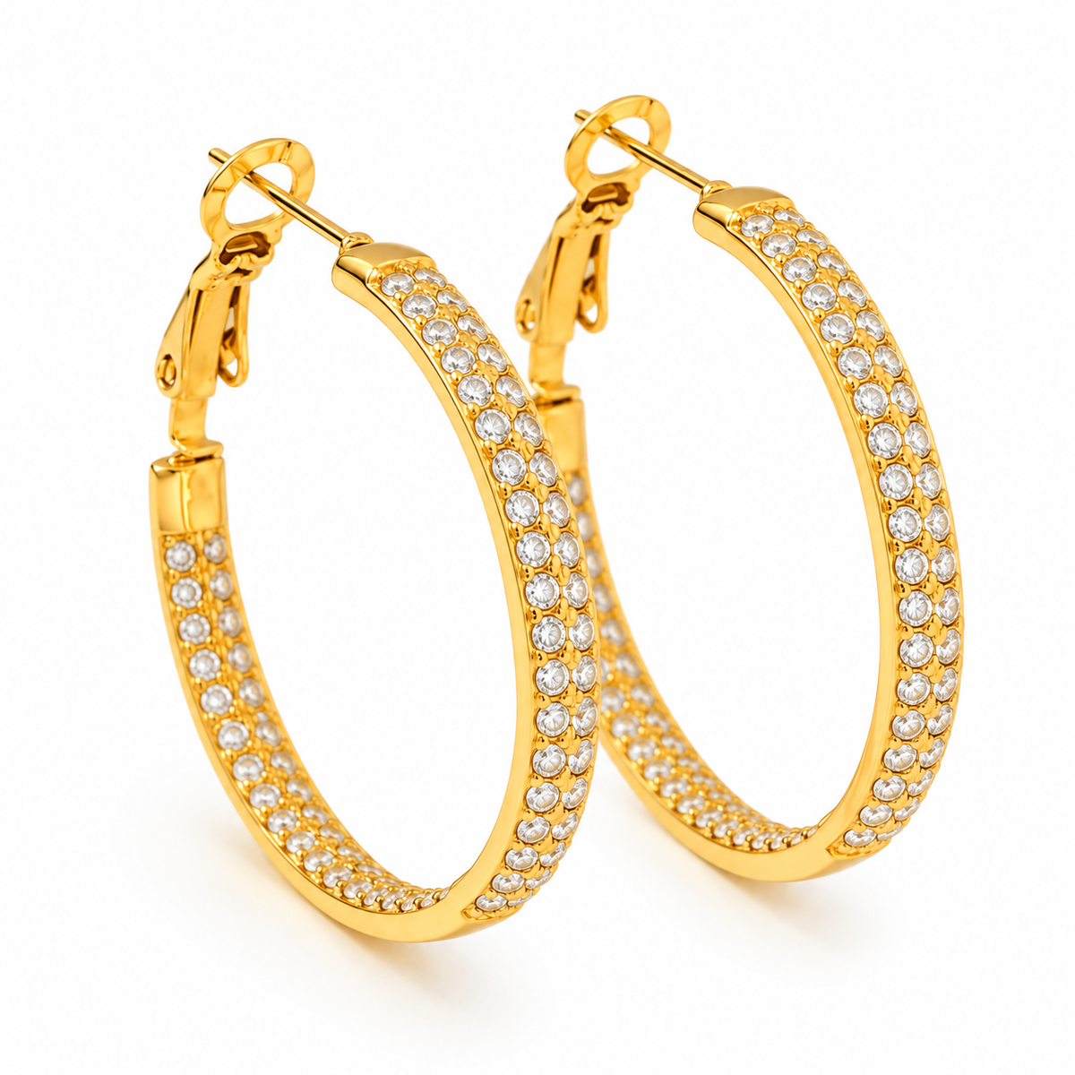 Double strass hoops oorbellen 33MM