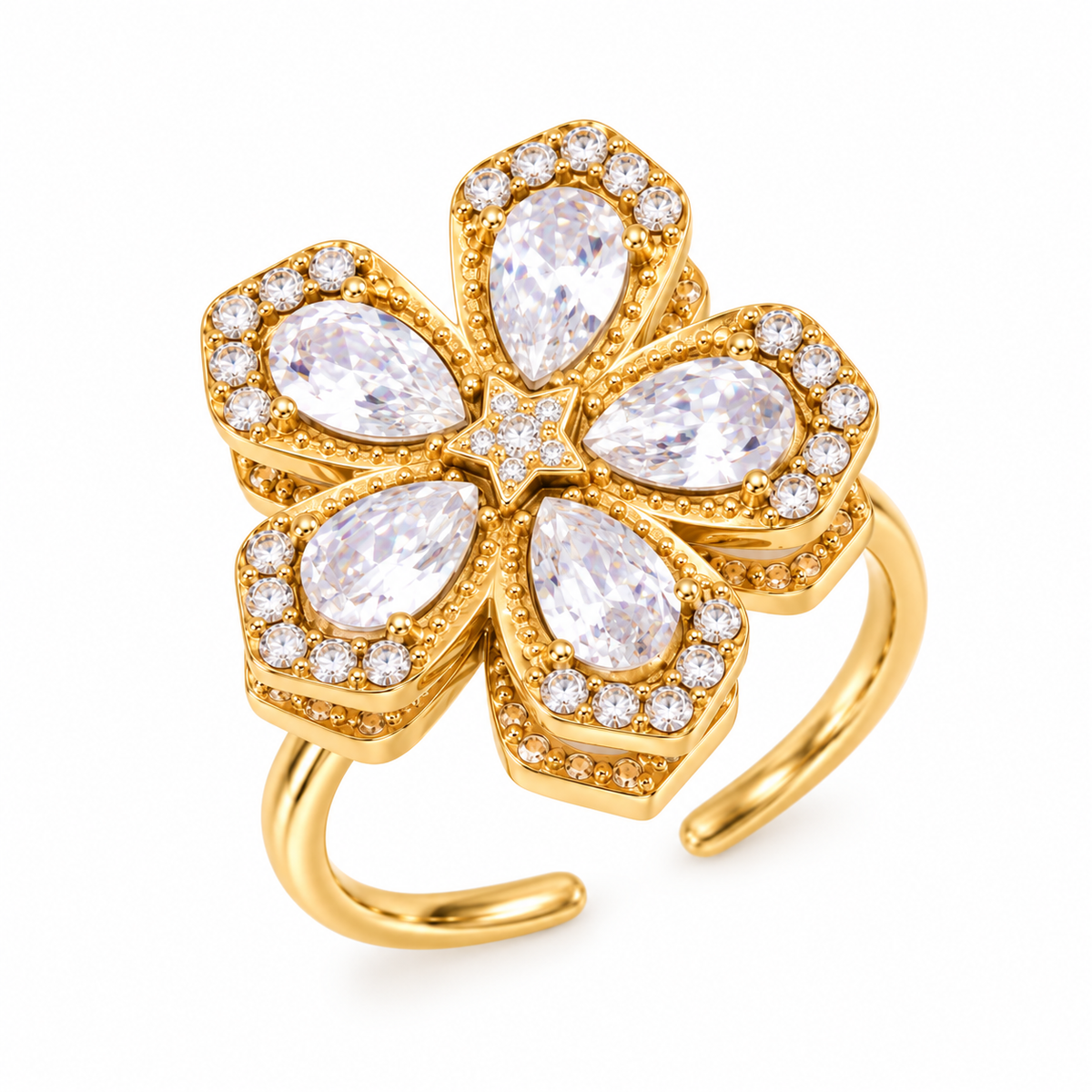 Flowery spinner ring