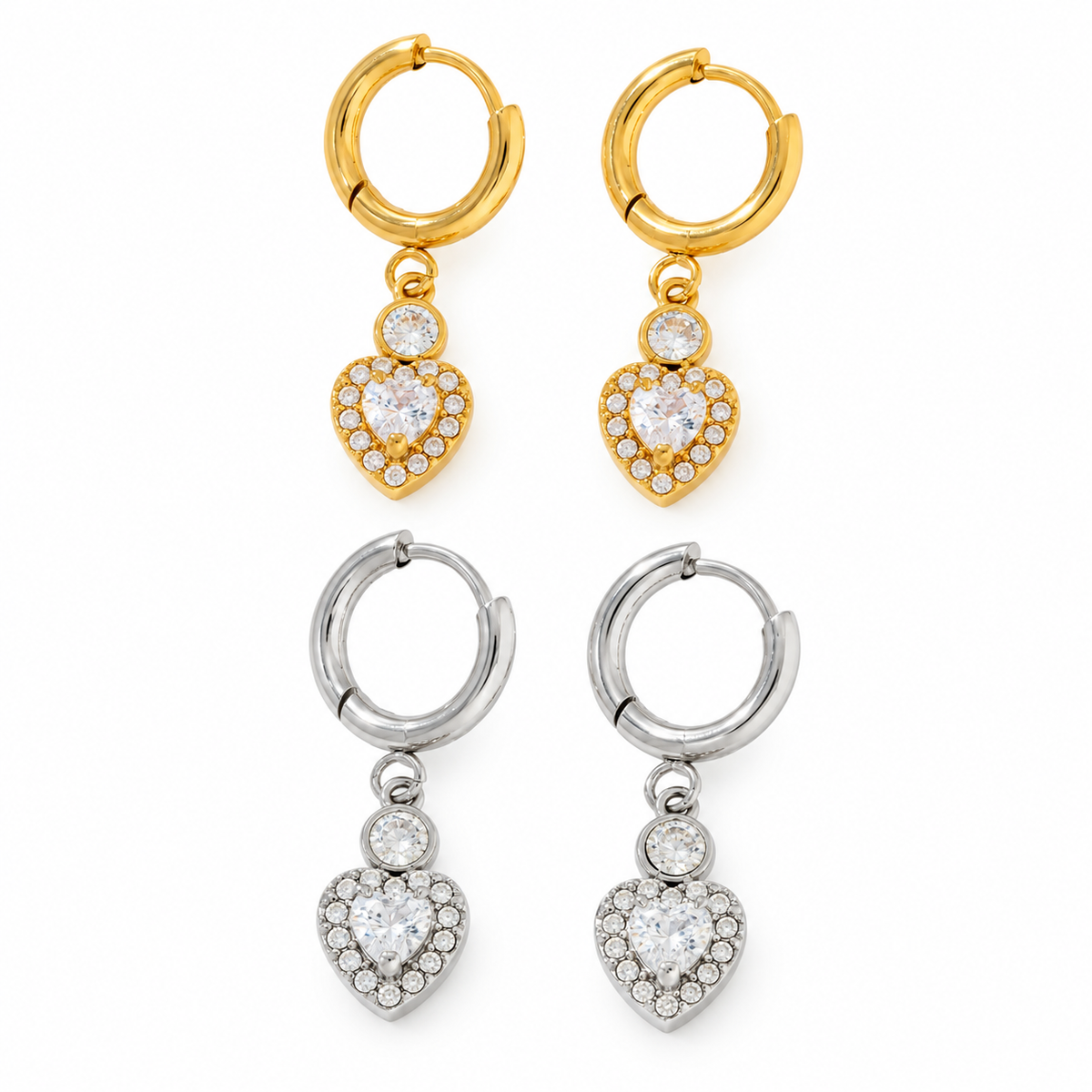 Heart strass hangers oorbellen