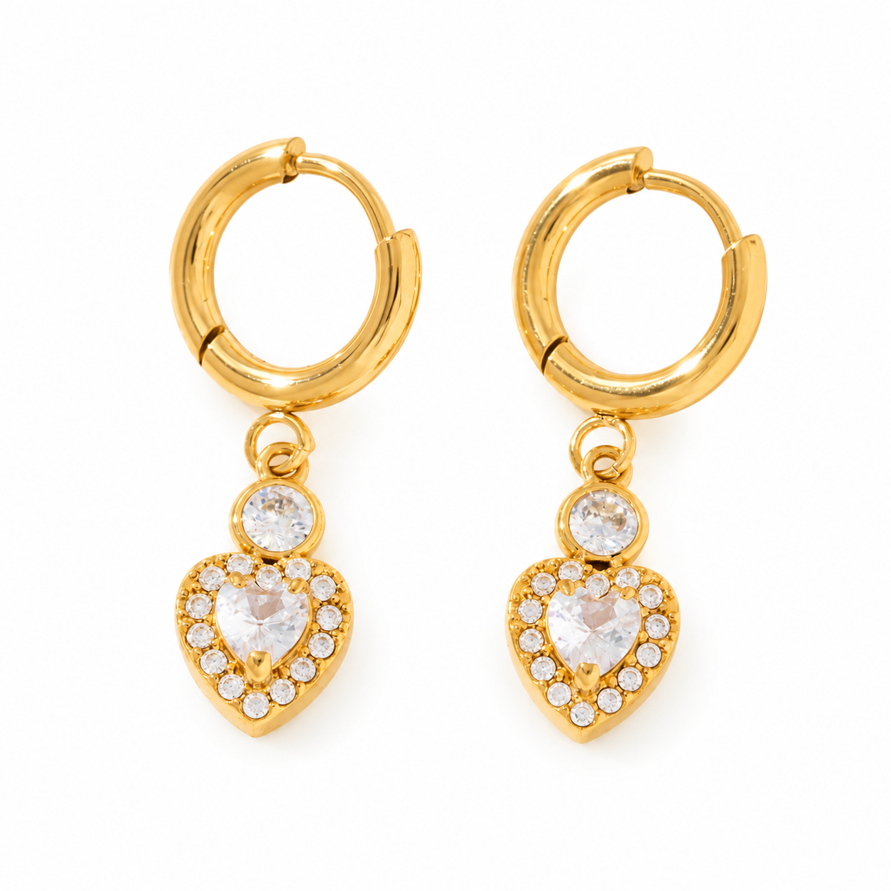 Heart strass hangers oorbellen