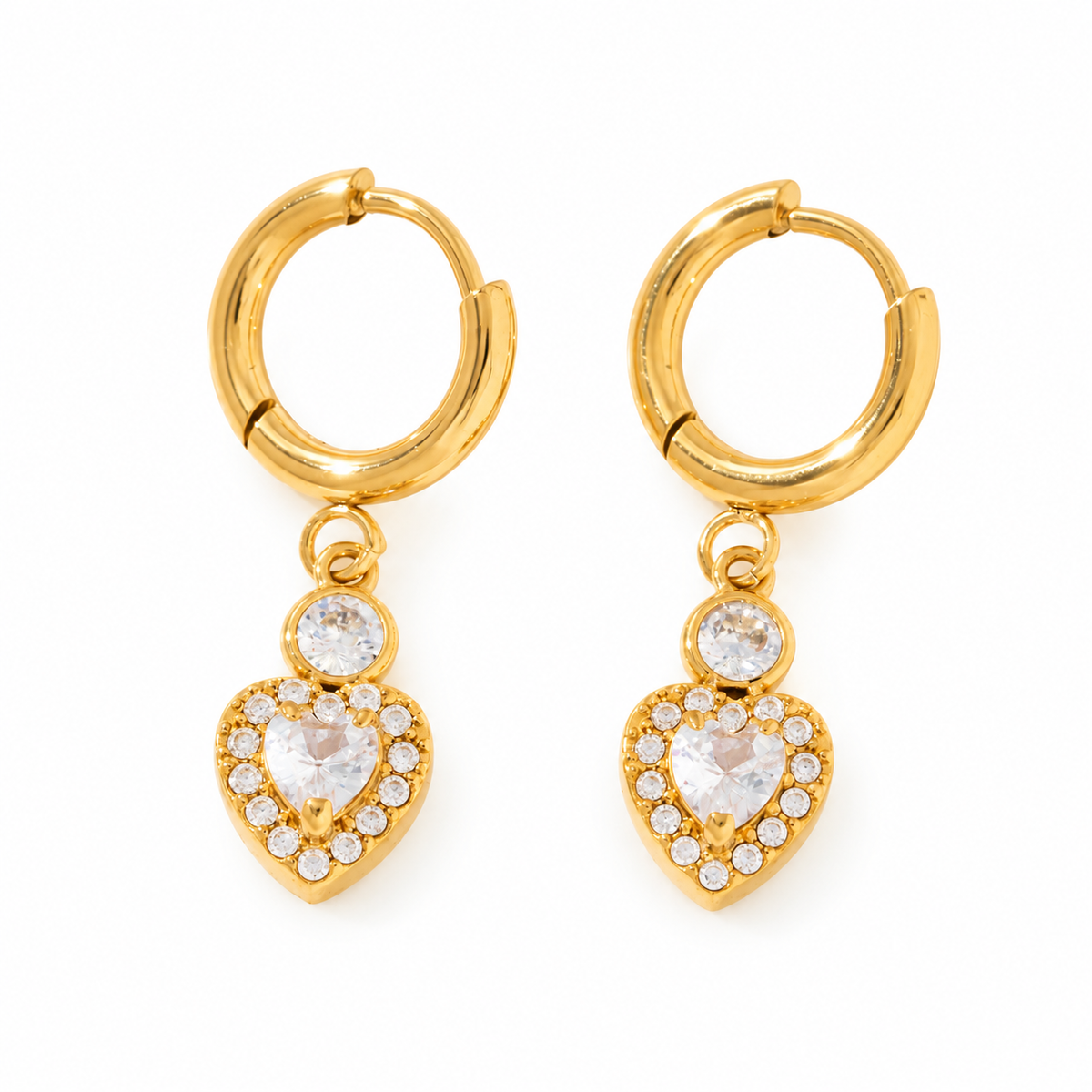 Heart strass hangers oorbellen