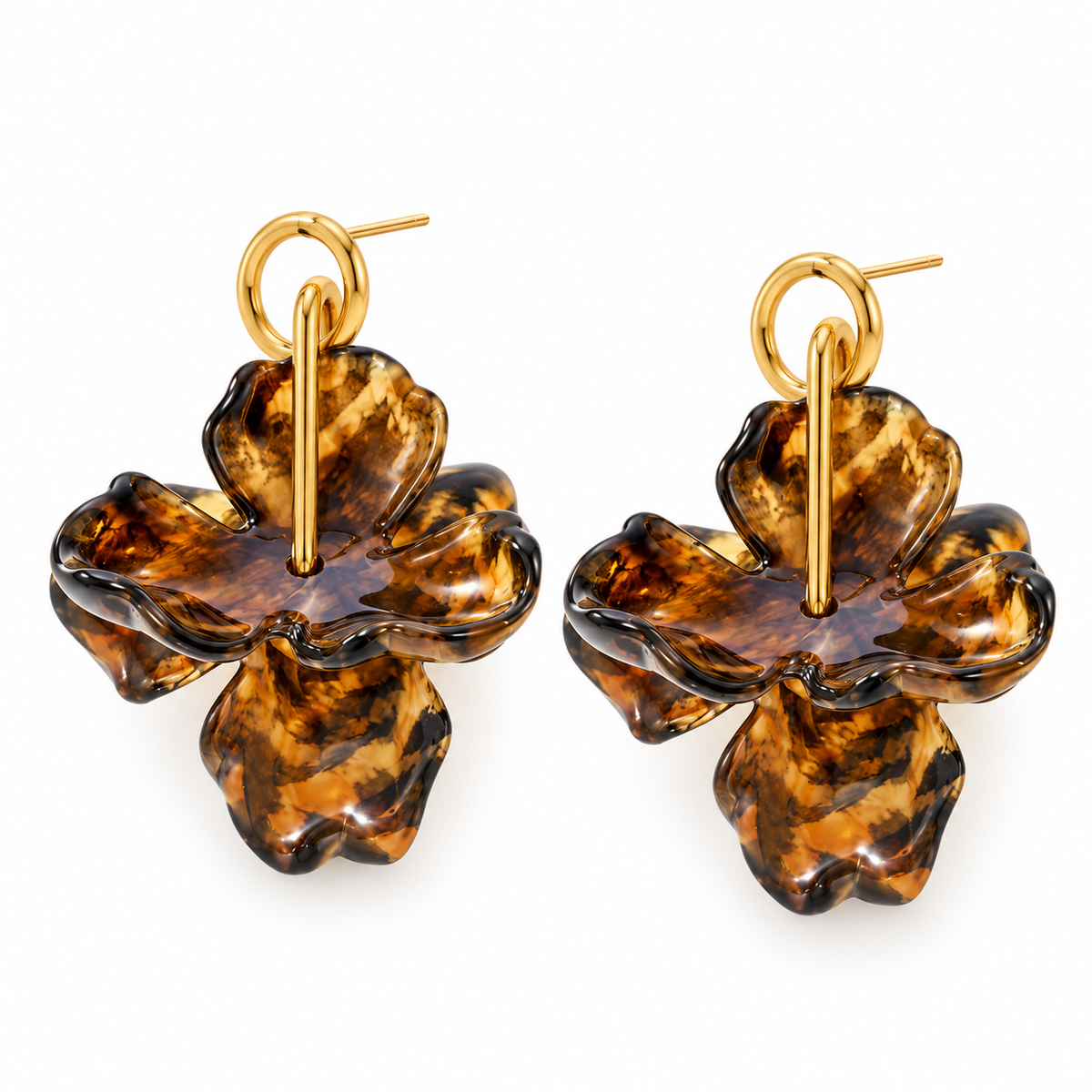 Panter flower statement oorbellen