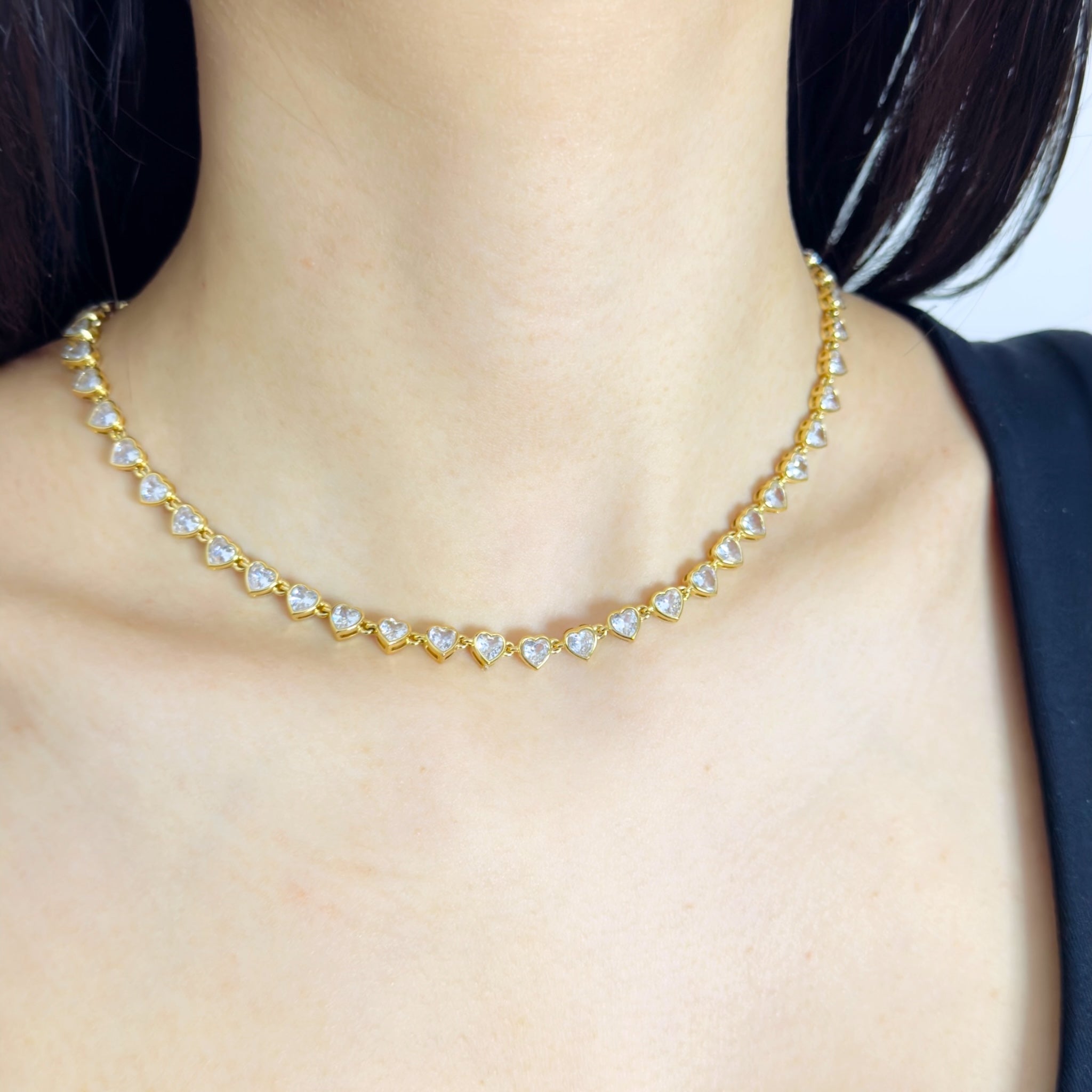 Heart strass ketting
