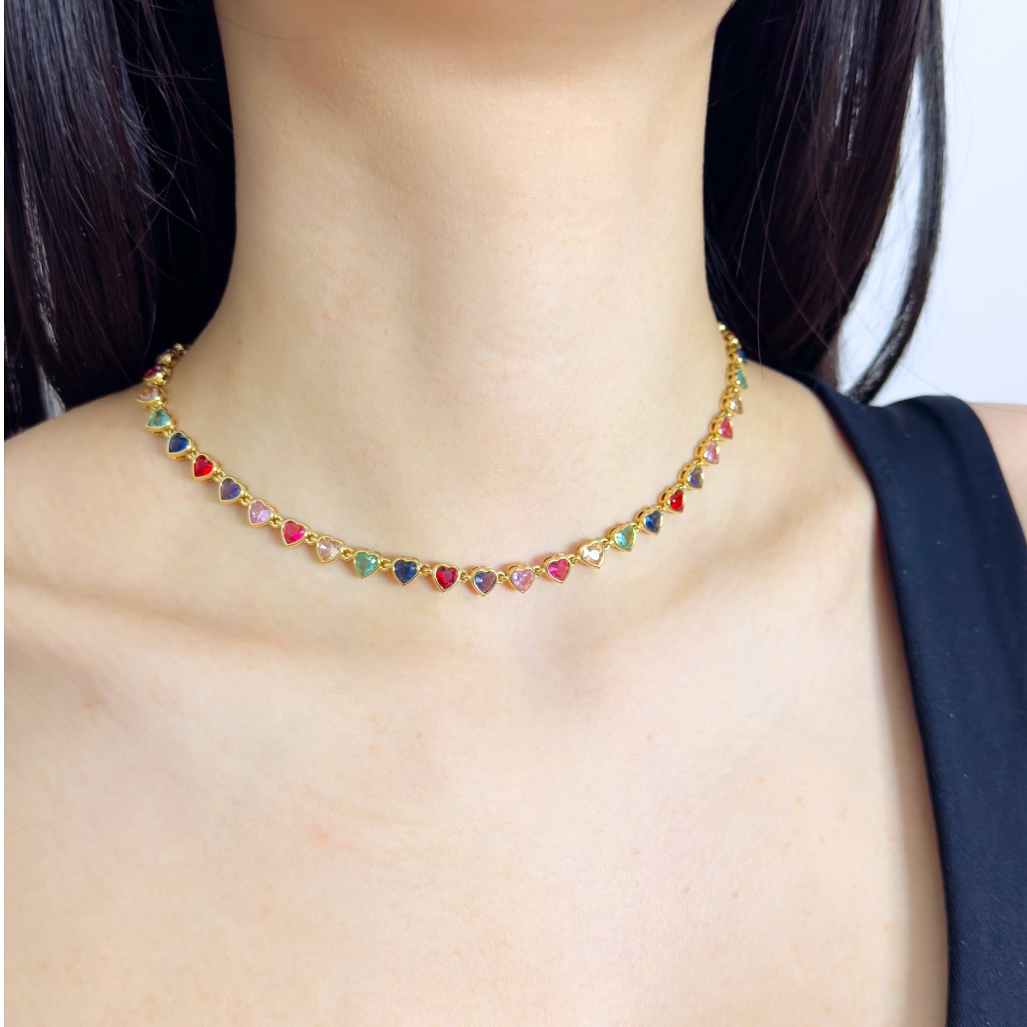 Heart strass ketting