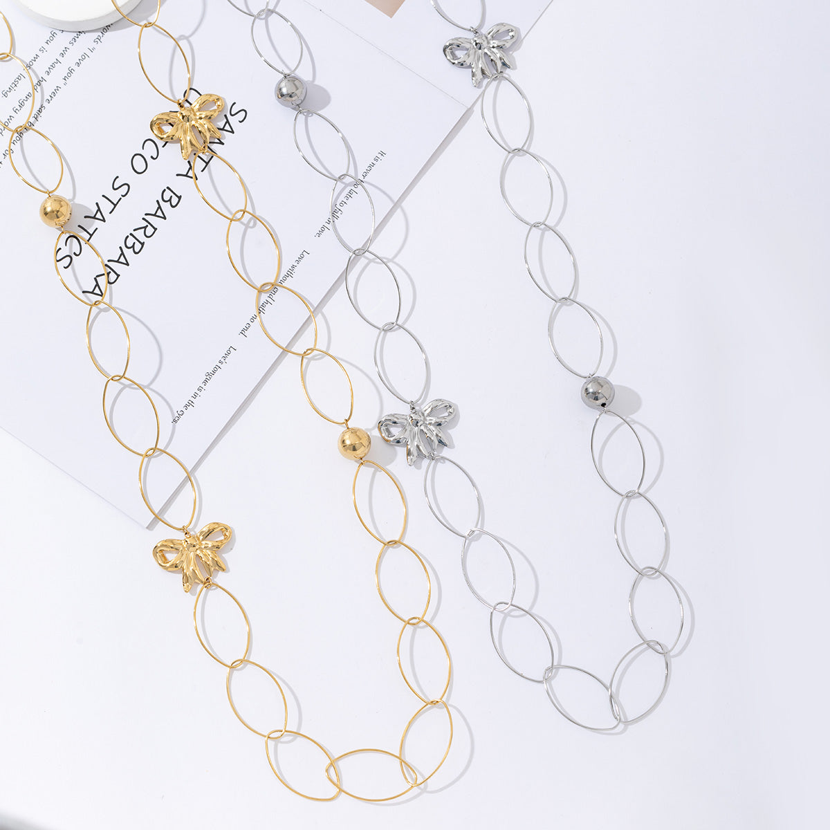 Oval bow lange ketting