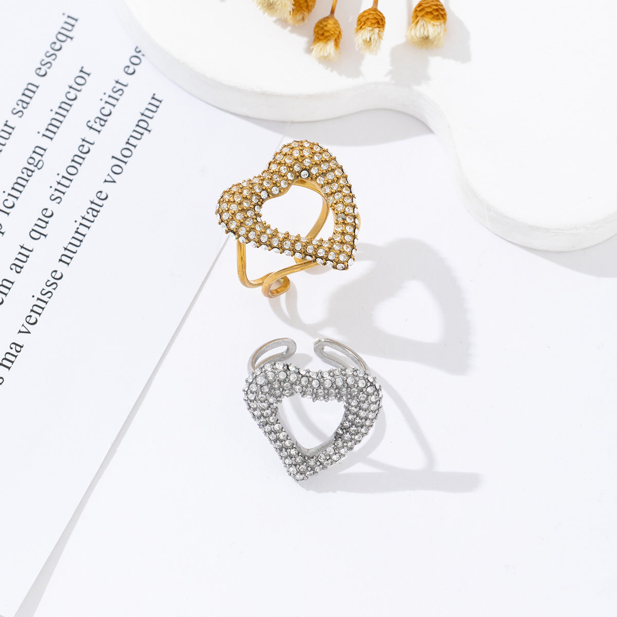 Open strass love ring
