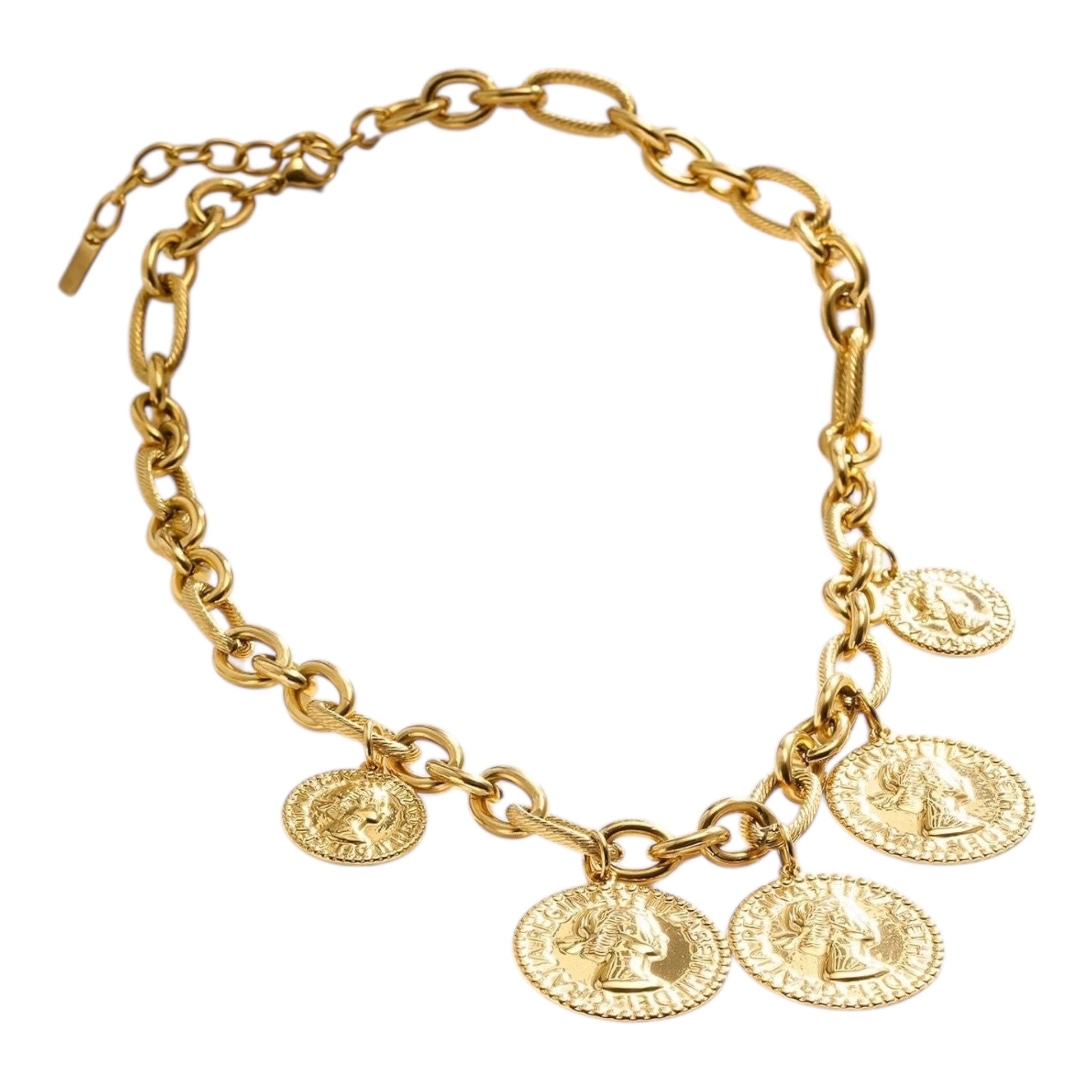 Golden coins charm necklace