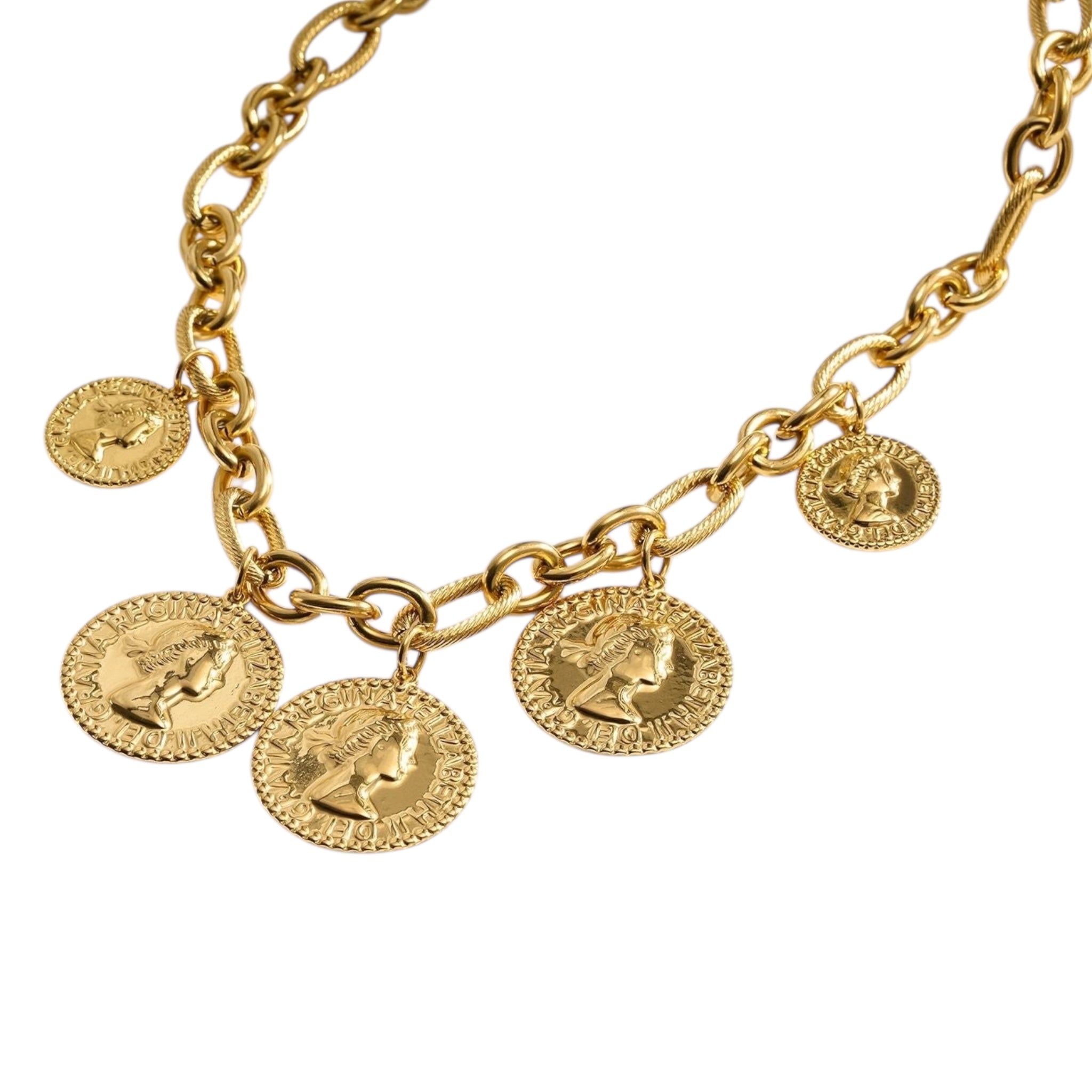 Golden coins charm necklace
