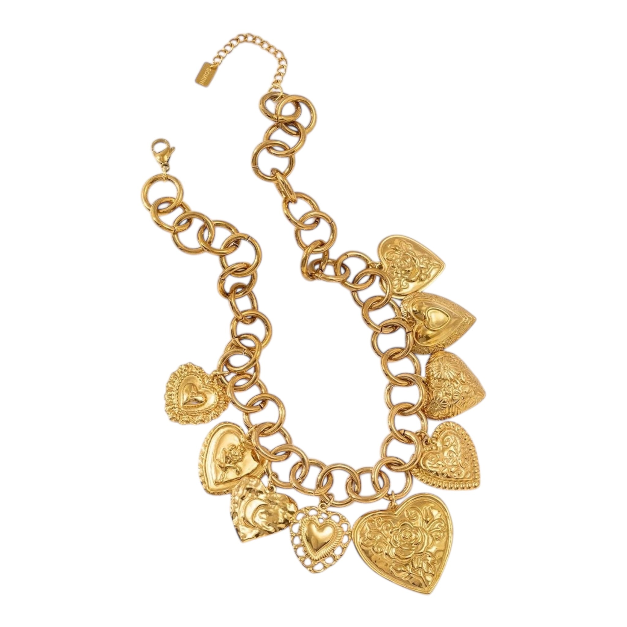 Golden hearts charm necklace