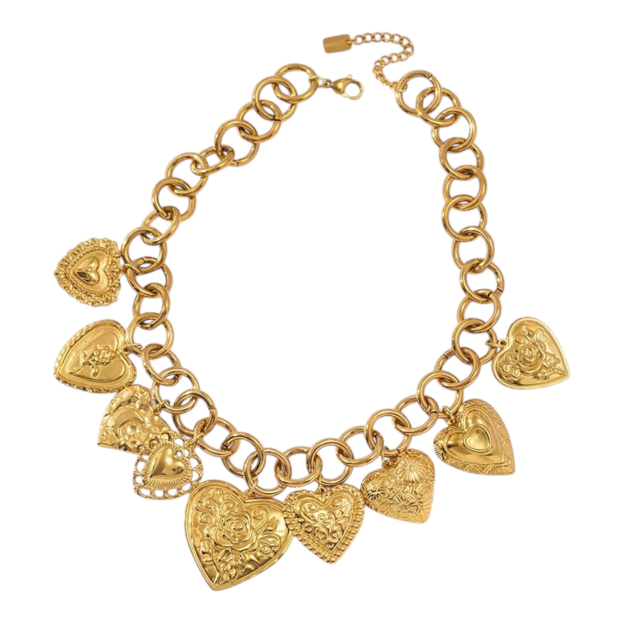 Golden hearts charm necklace
