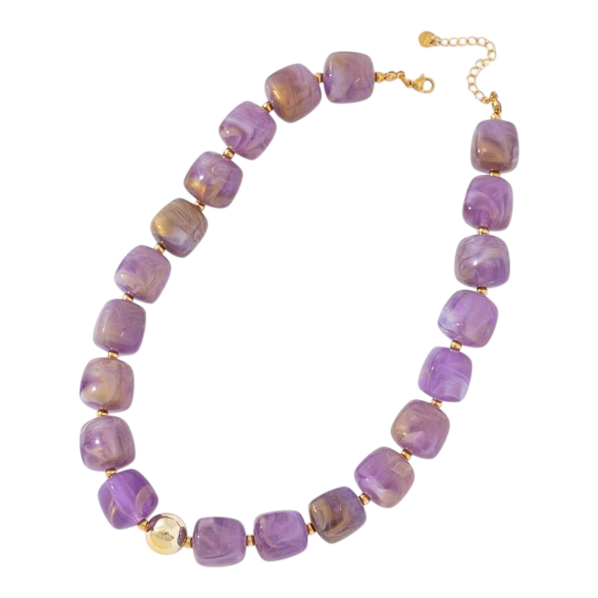 Square beads ketting paars