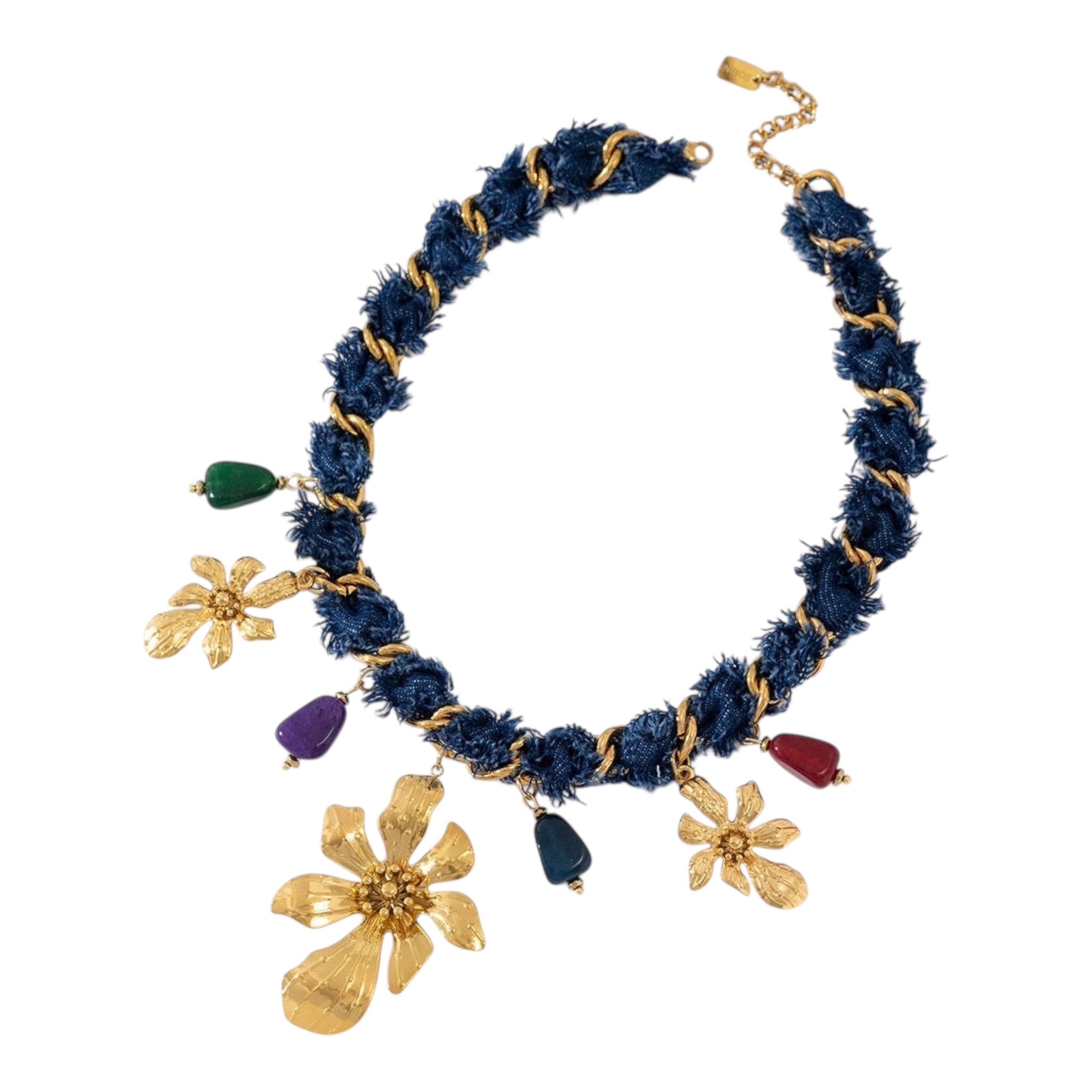 Flora jeans charm necklace