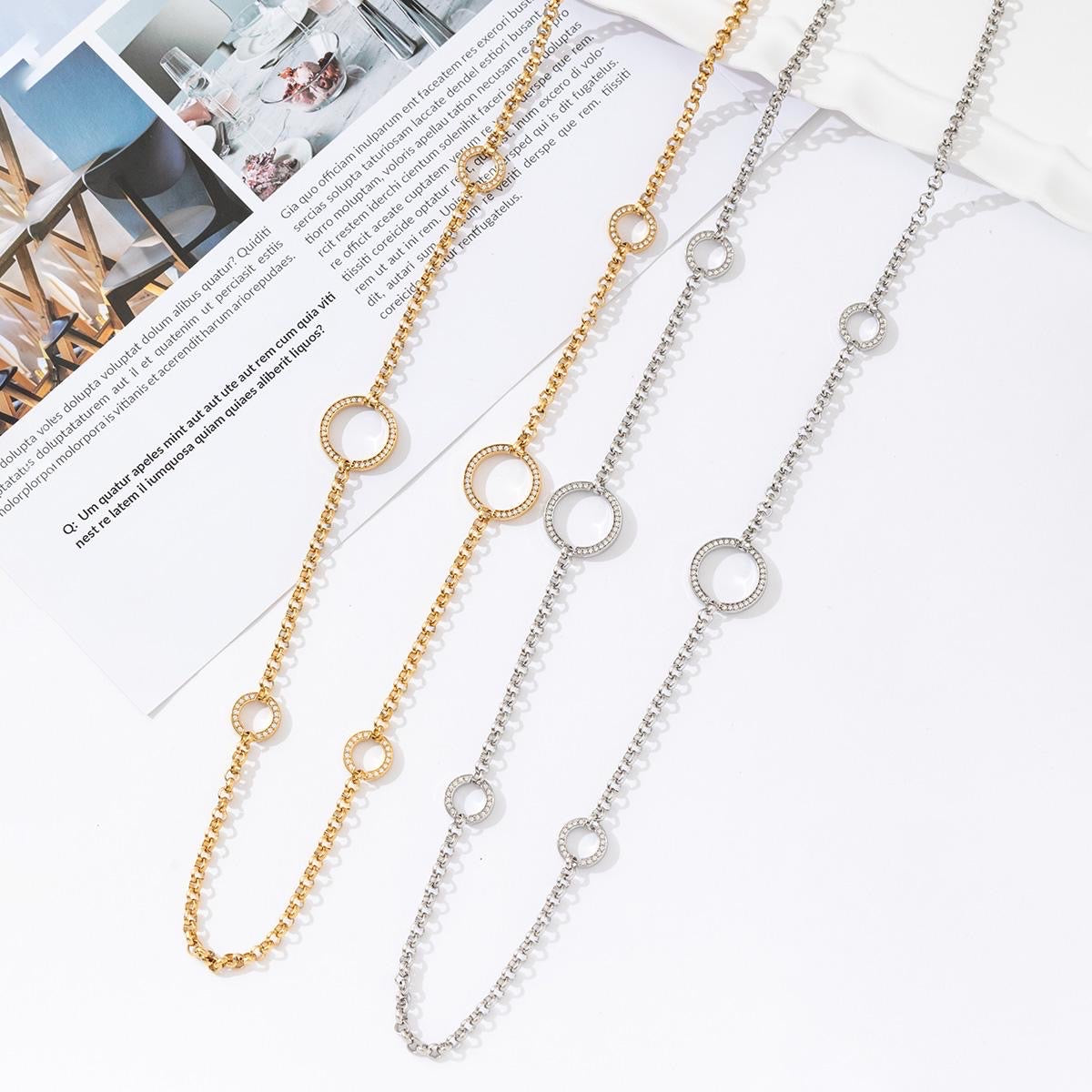 Cirkel stras lange ketting