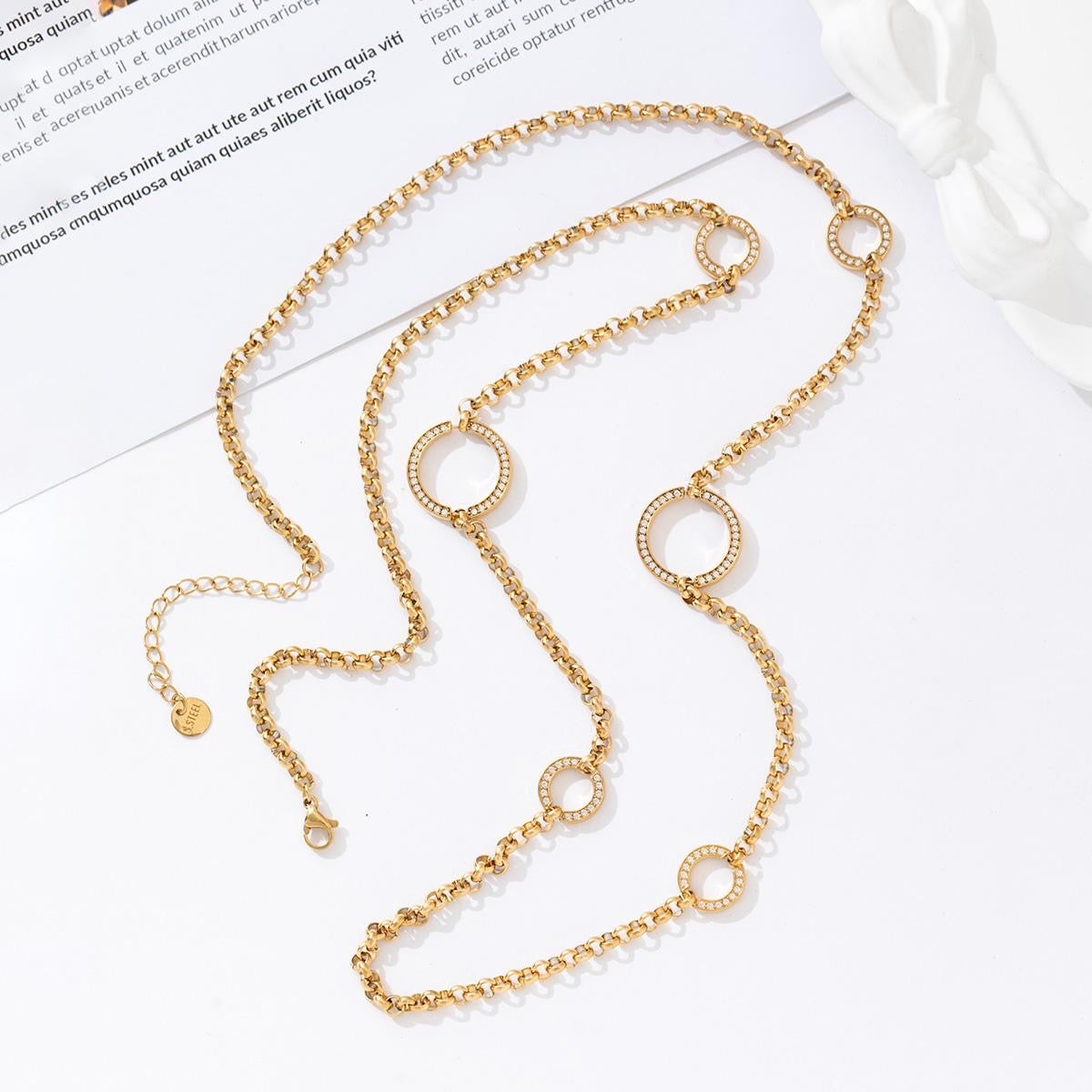Cirkel stras lange ketting