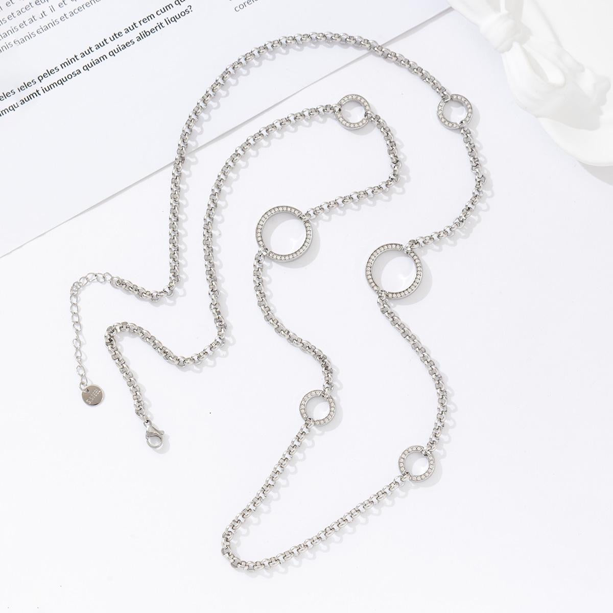Cirkel stras lange ketting