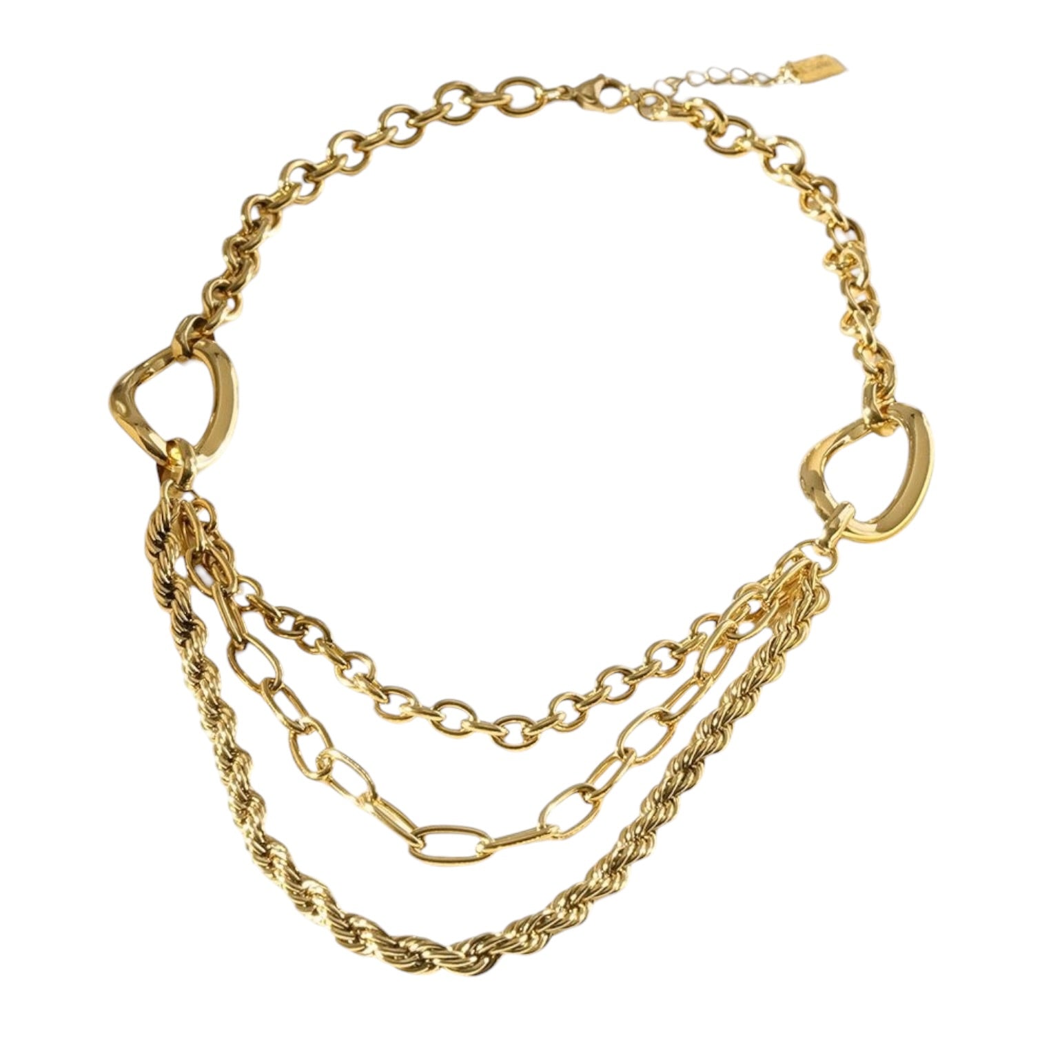 Oval triple layered statement ketting