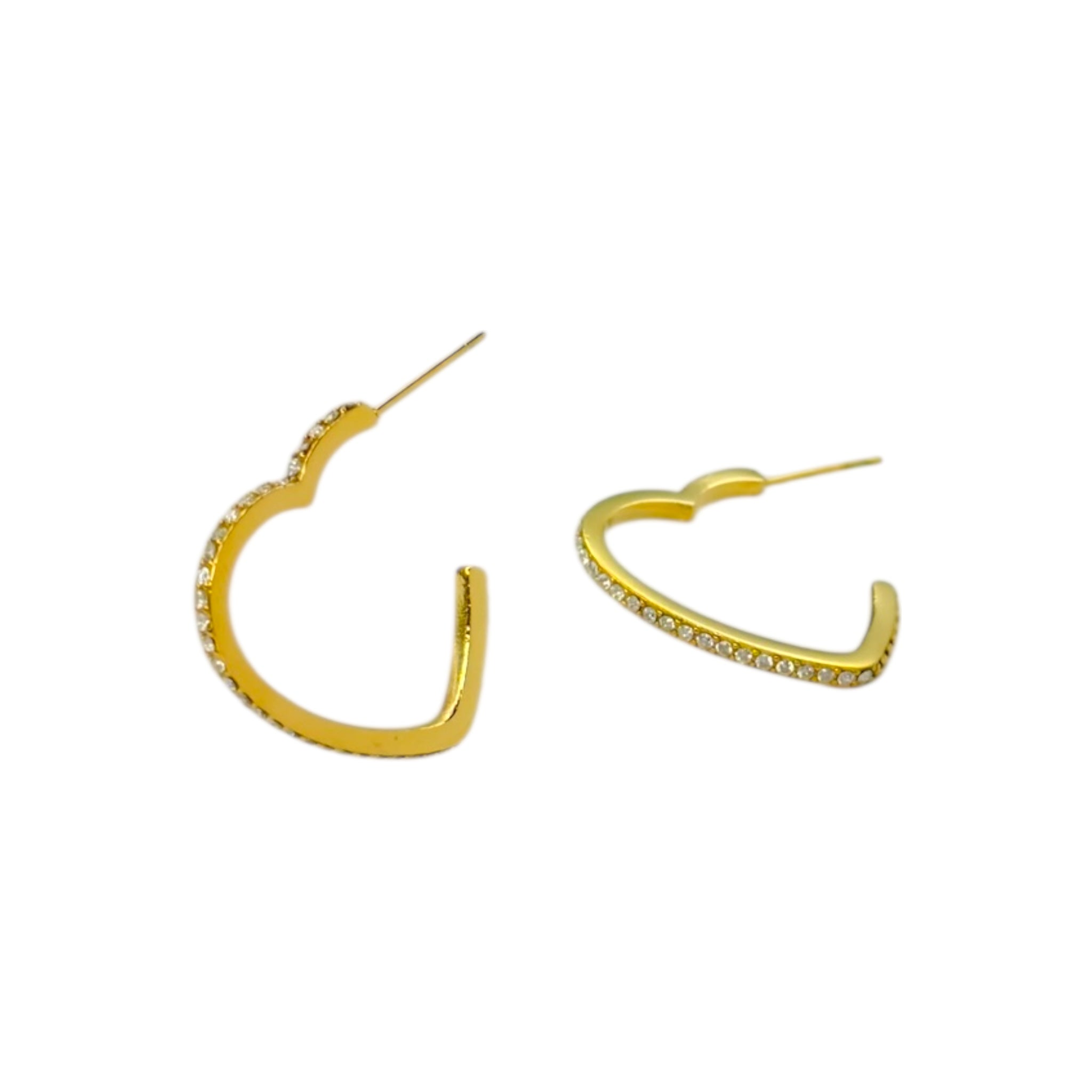 Strassy open heart rhinestone earrings