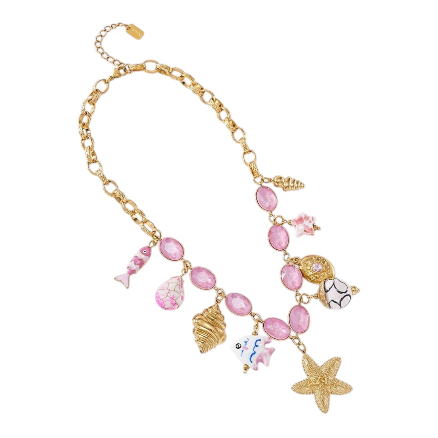 Happy stone chubby seastar bedel ketting roze