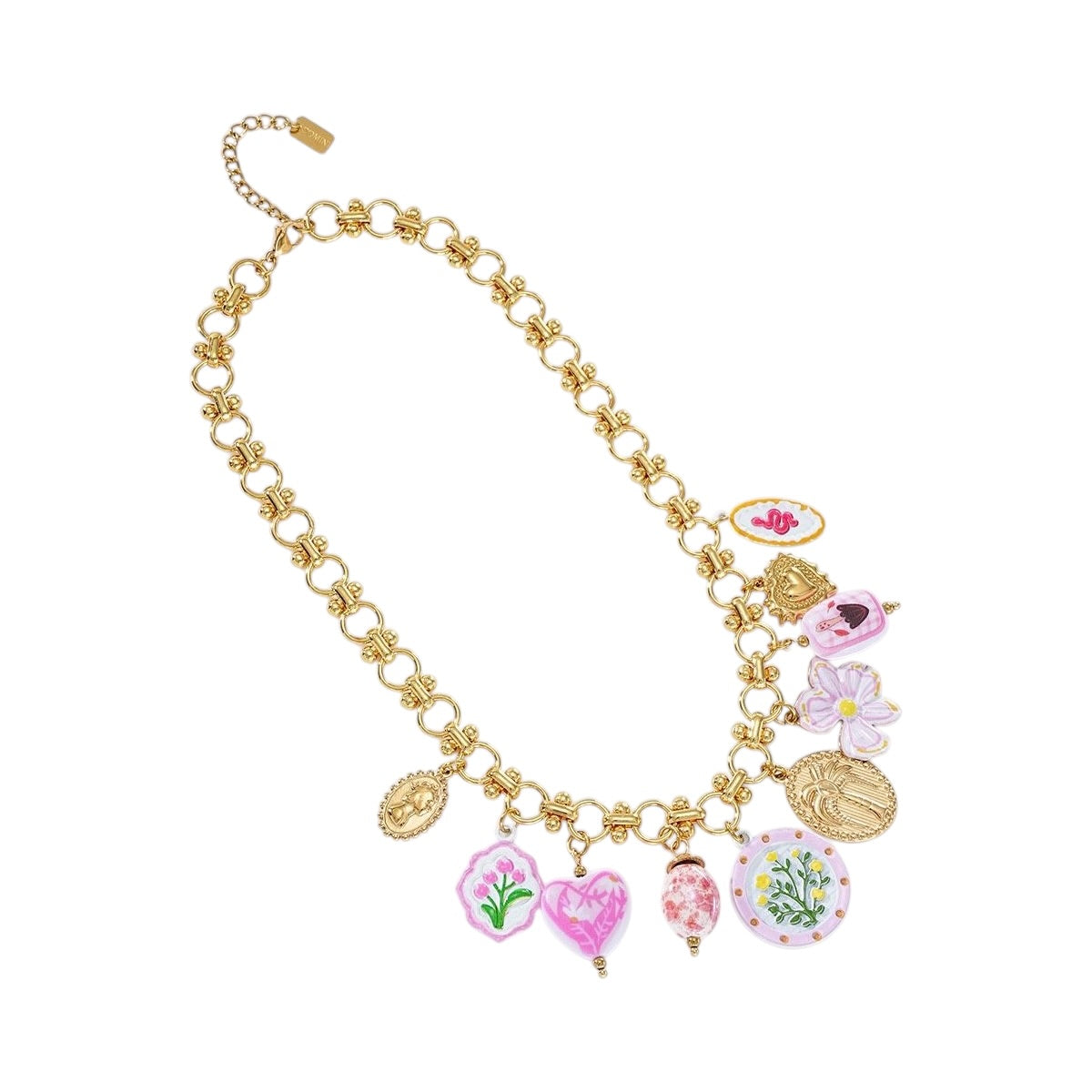 Stamp flower ketting roze