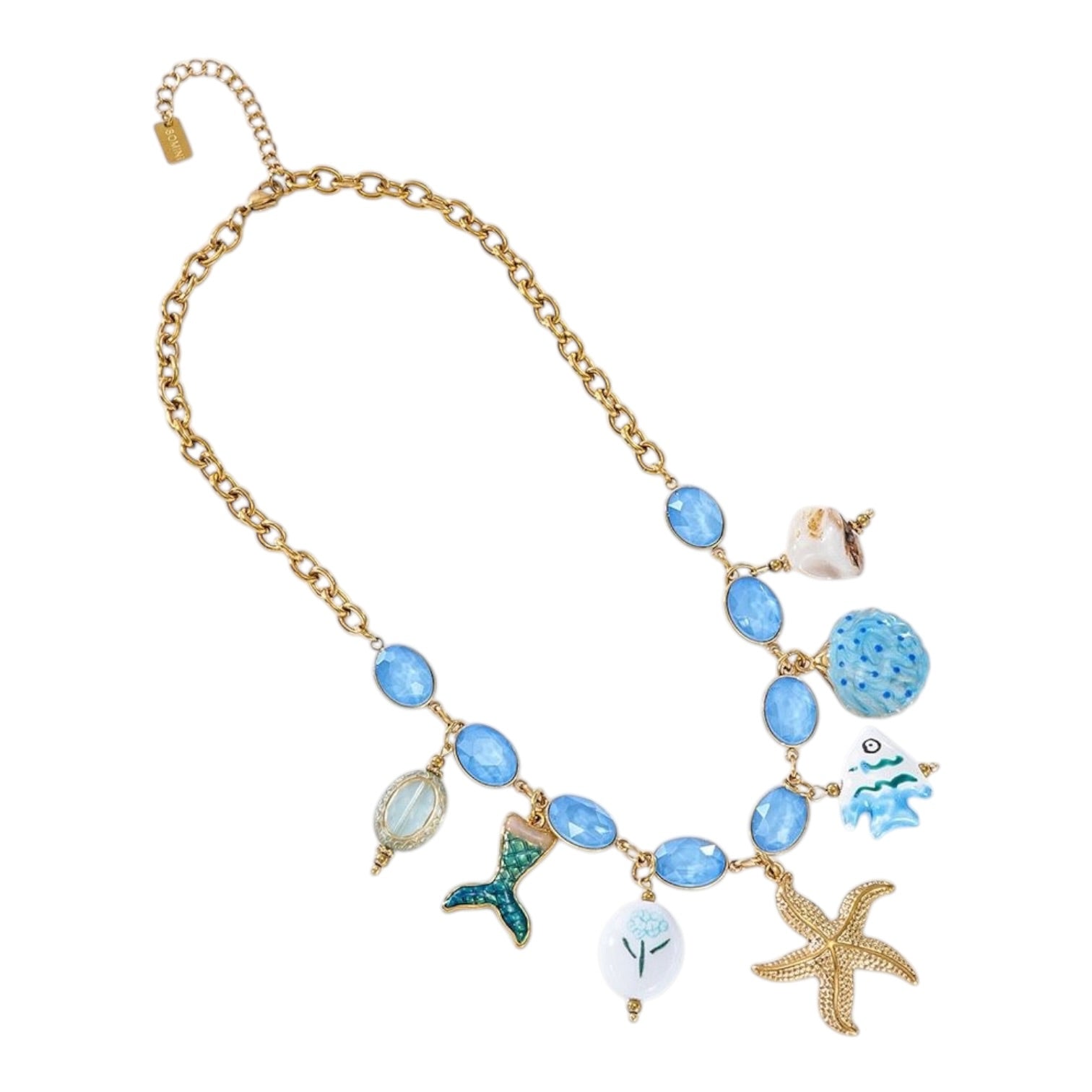 Happy stone seastar bedel ketting blauw