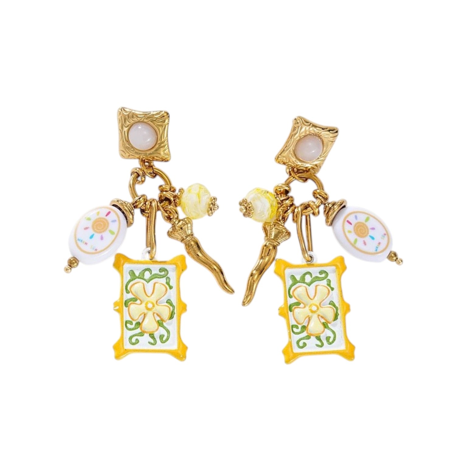Statement earrings yellow