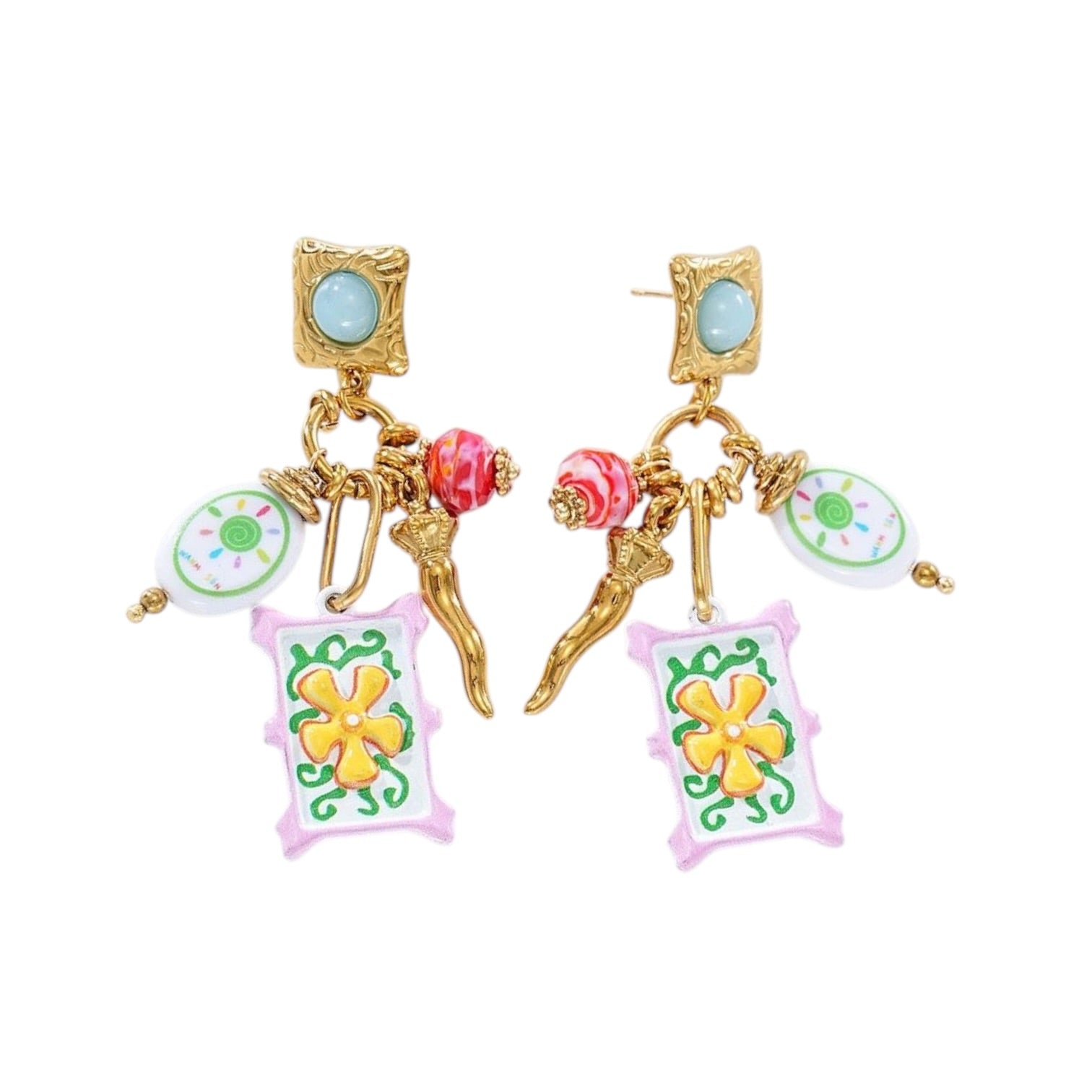 Statement stud earrings pink