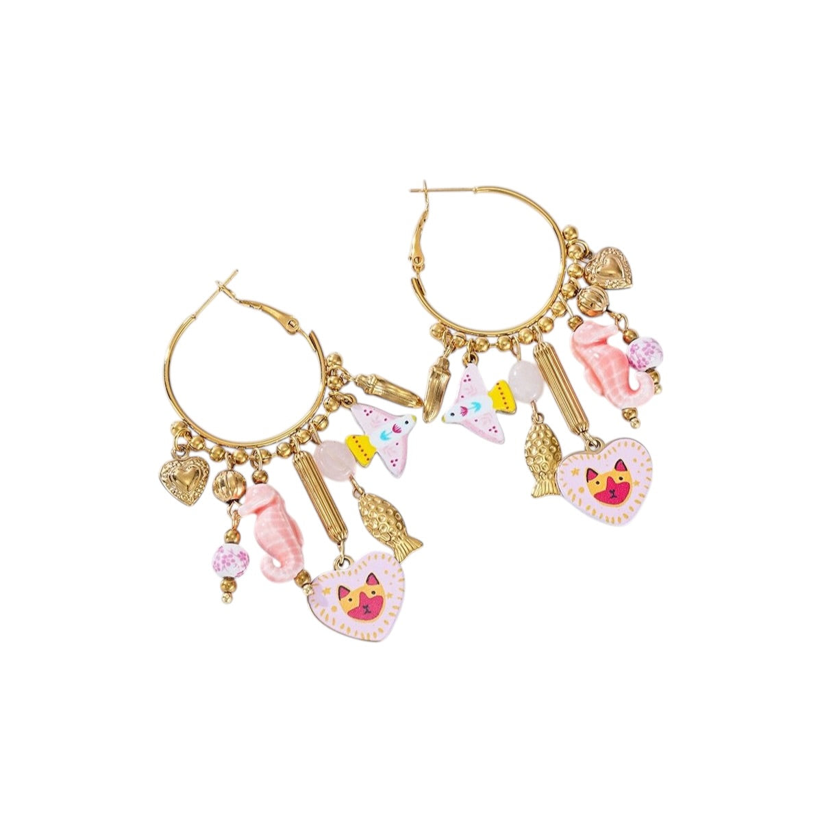 Woof statement earrings pink