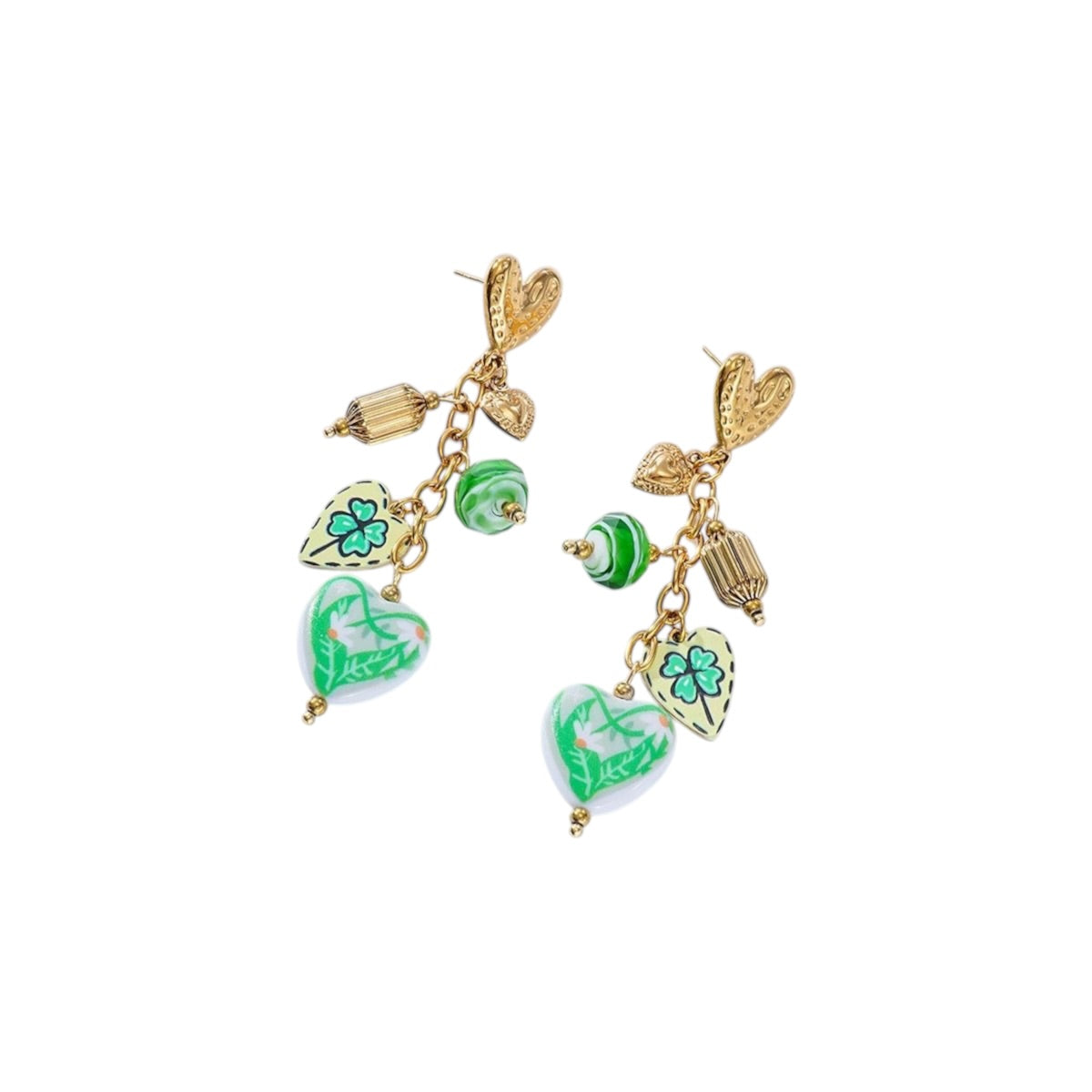Lucky love statement oorbellen groen