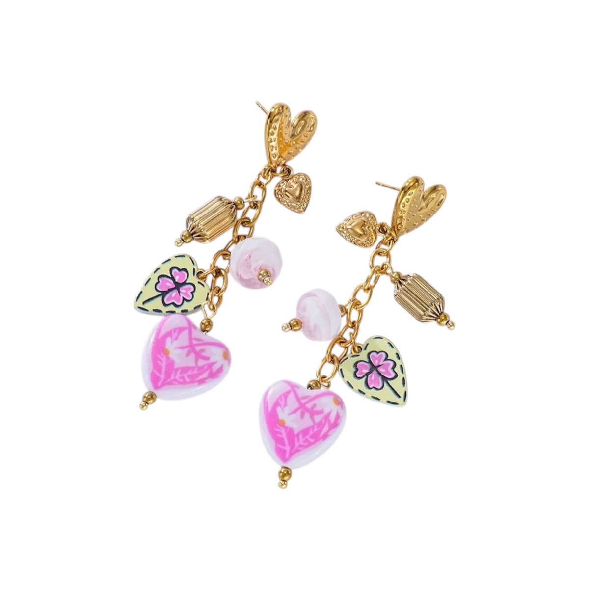 Lucky love statement oorbellen roze